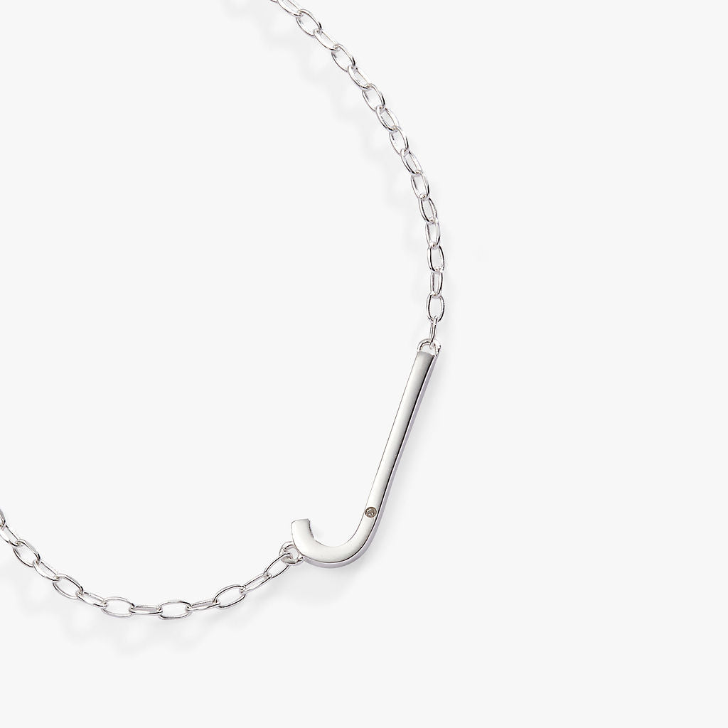 Precious Elongated Initial Necklace J 14kt Gold Over .925 Sterling Silver