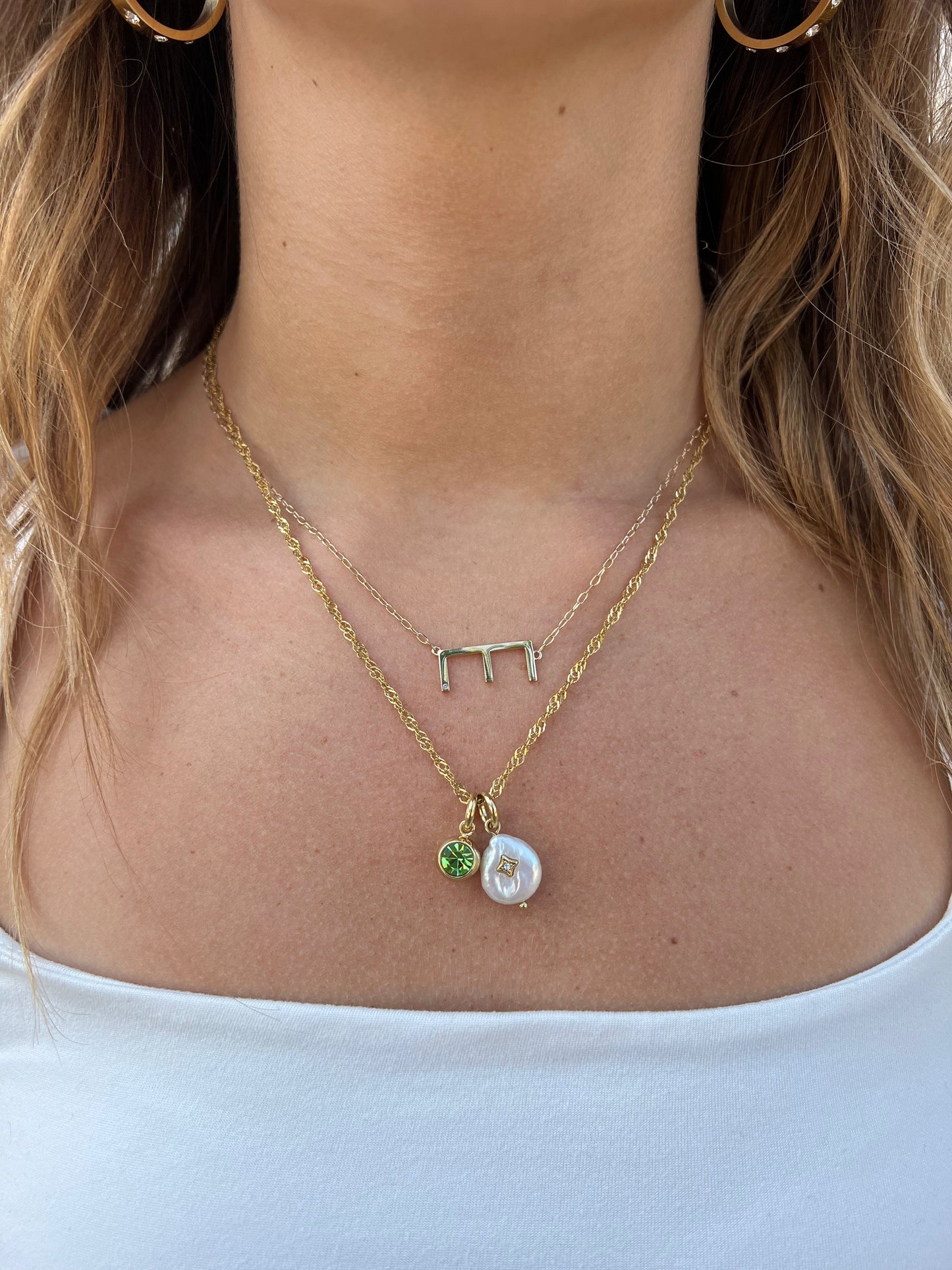 Precious Elongated Initial Necklace E 14kt Gold Over .925 Sterling Silver
