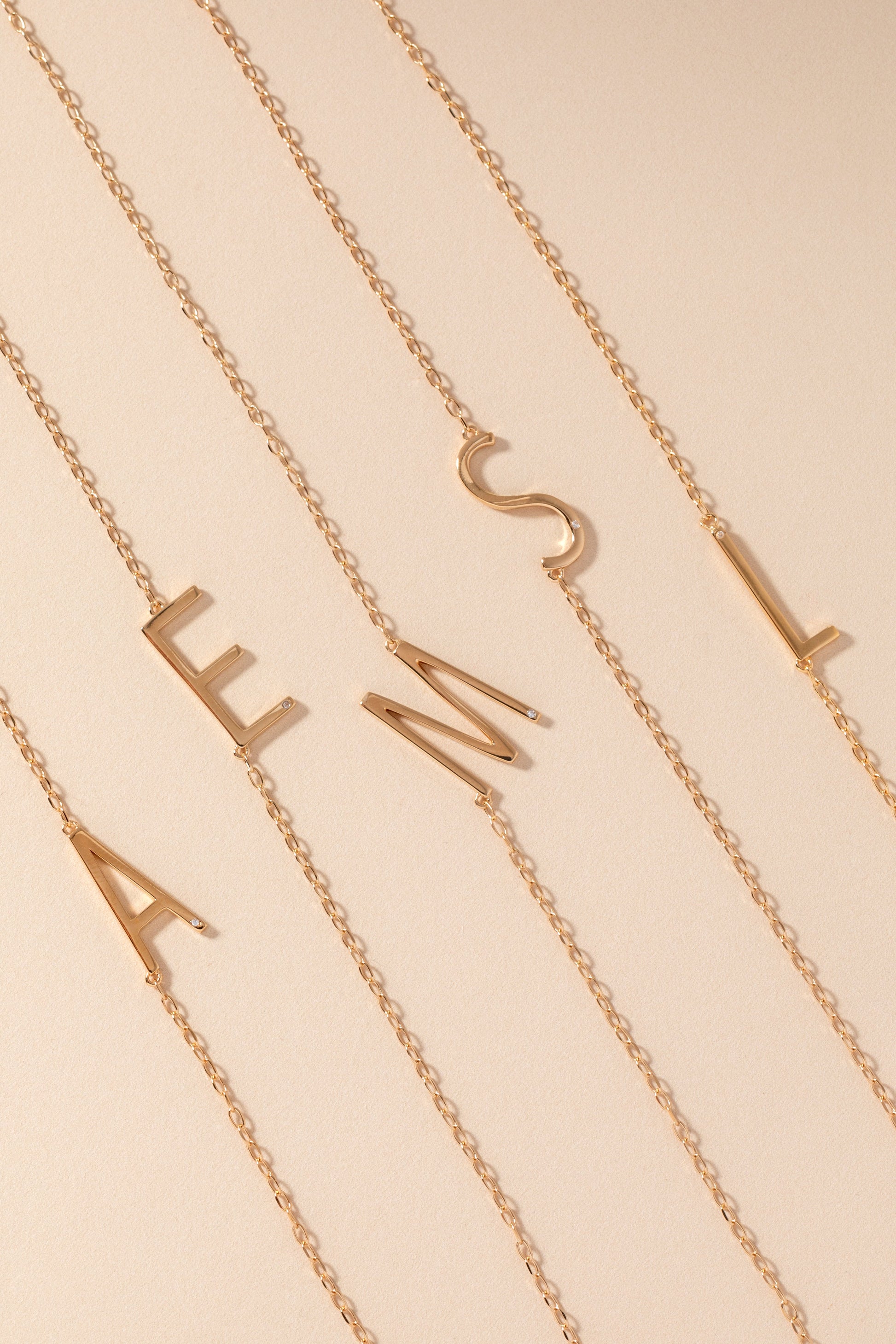 Precious Elongated Initial Necklace E 14kt Gold Over .925 Sterling Silver
