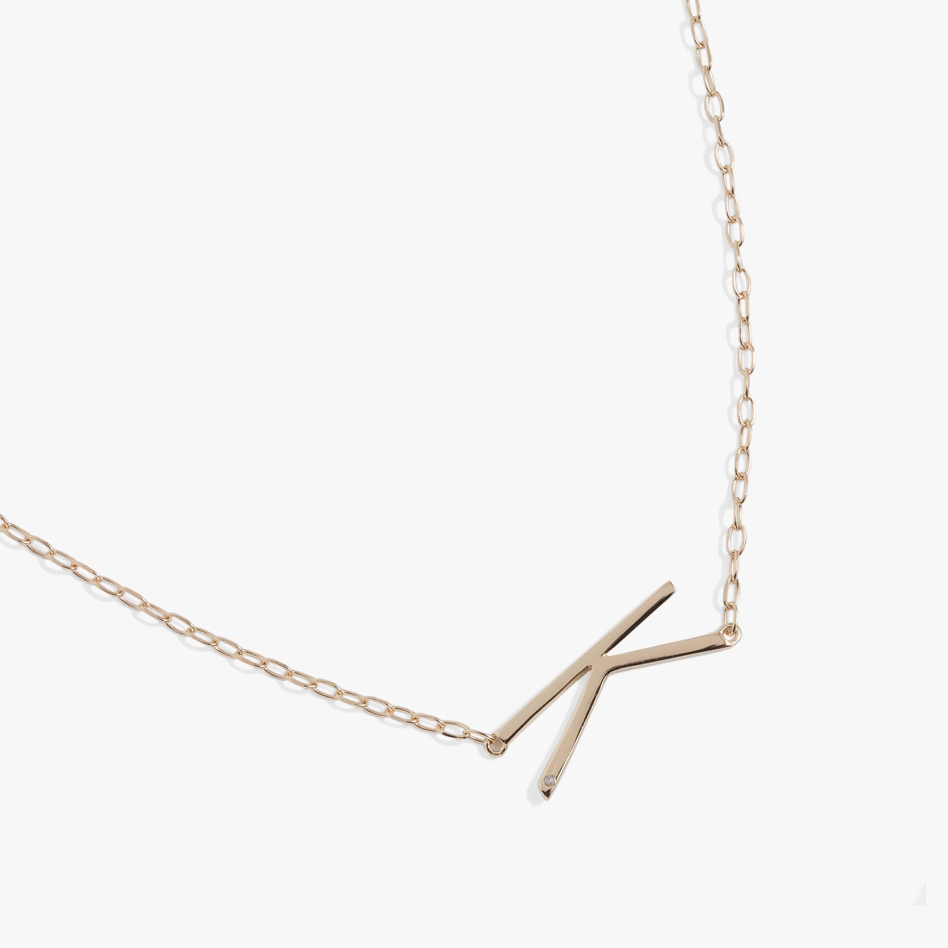 Precious Elongated Initial Necklace K 14kt Gold Over .925 Sterling Silver