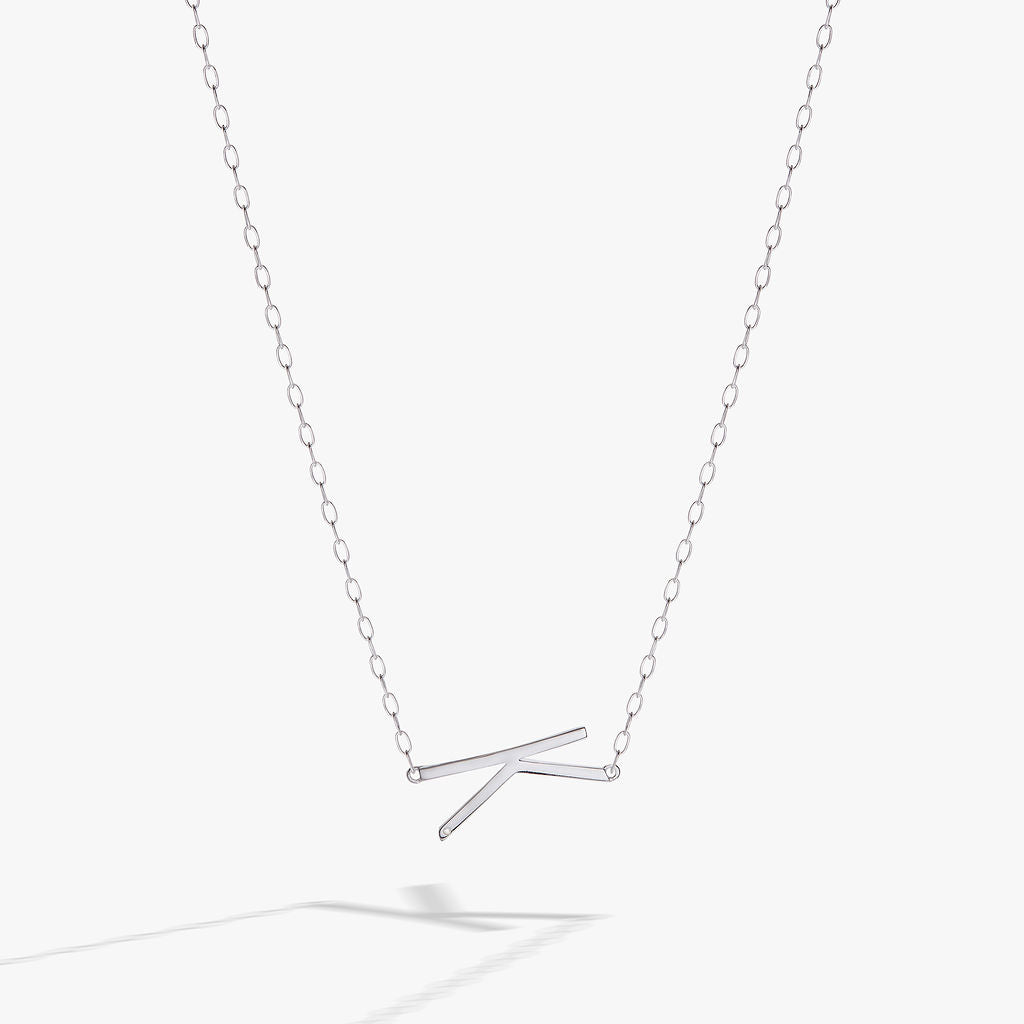 Precious Elongated Initial Necklace K 14kt Gold Over .925 Sterling Silver