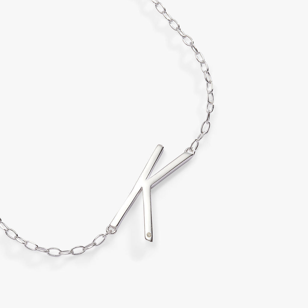 Precious Elongated Initial Necklace K 14kt Gold Over .925 Sterling Silver
