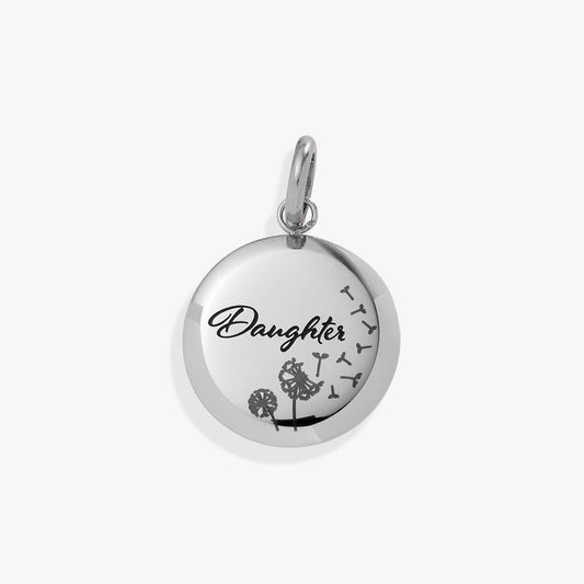 Daughter Dandelion Disc Charm Stainless Steel Silver