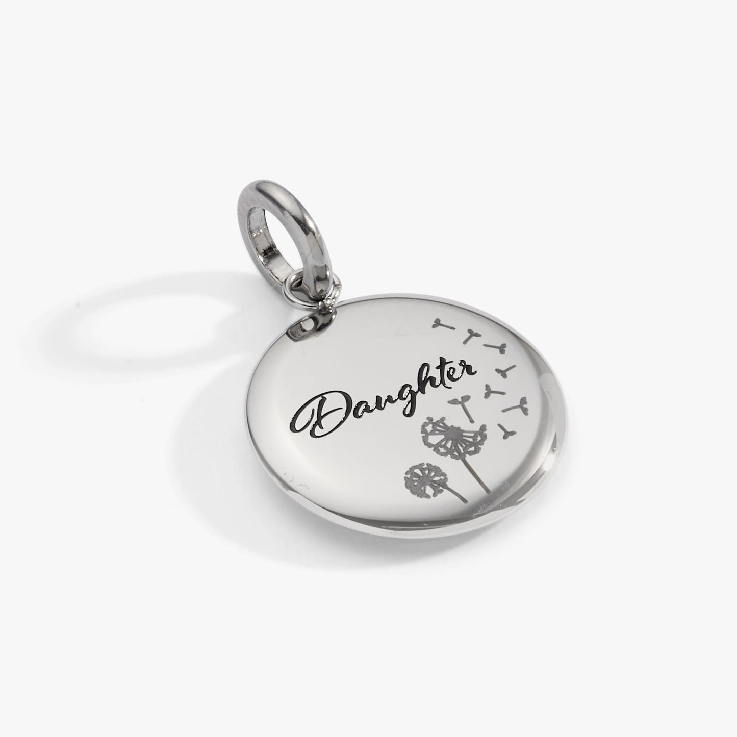 Daughter Dandelion Disc Charm Stainless Steel Silver