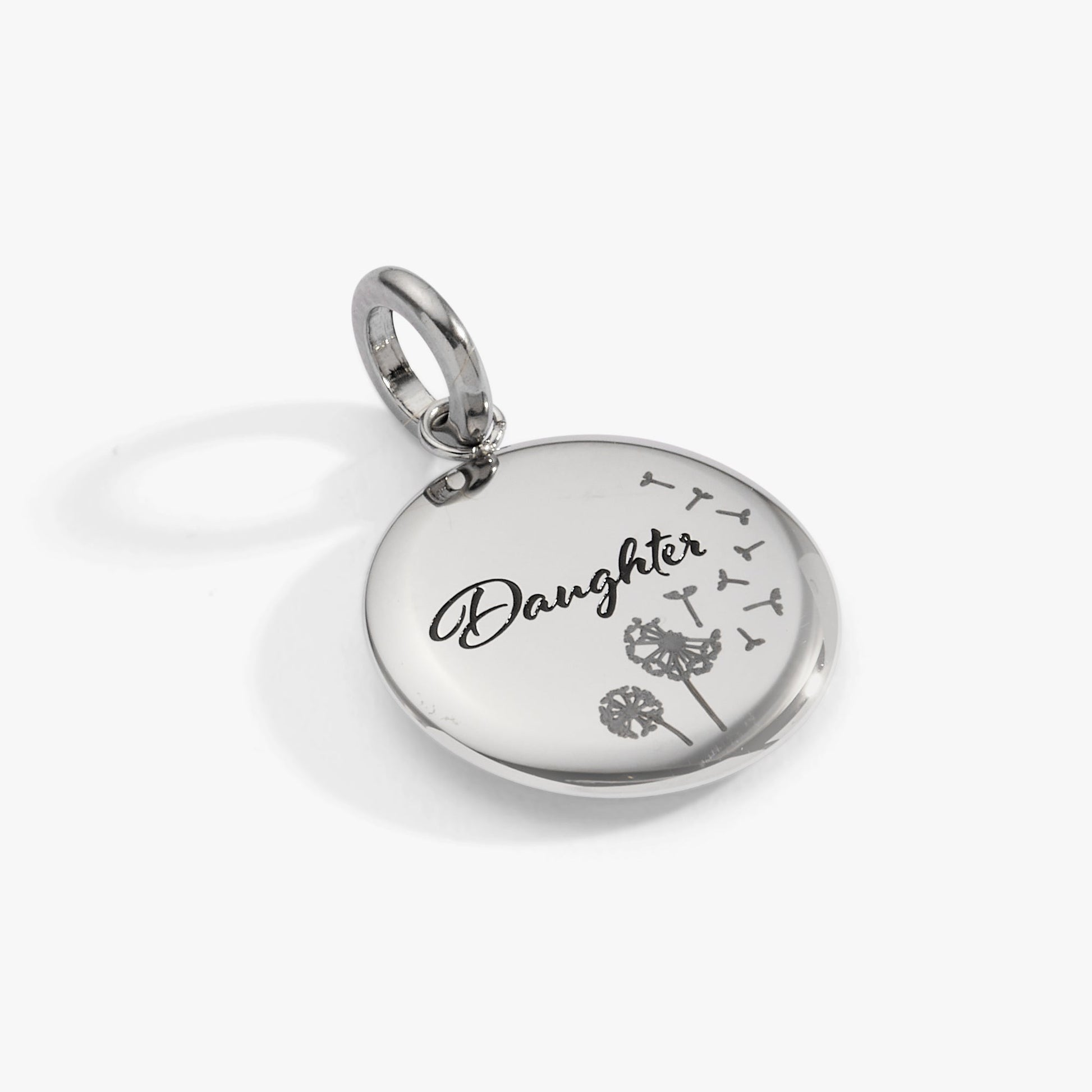 Daughter Dandelion Disc Charm Stainless Steel Silver