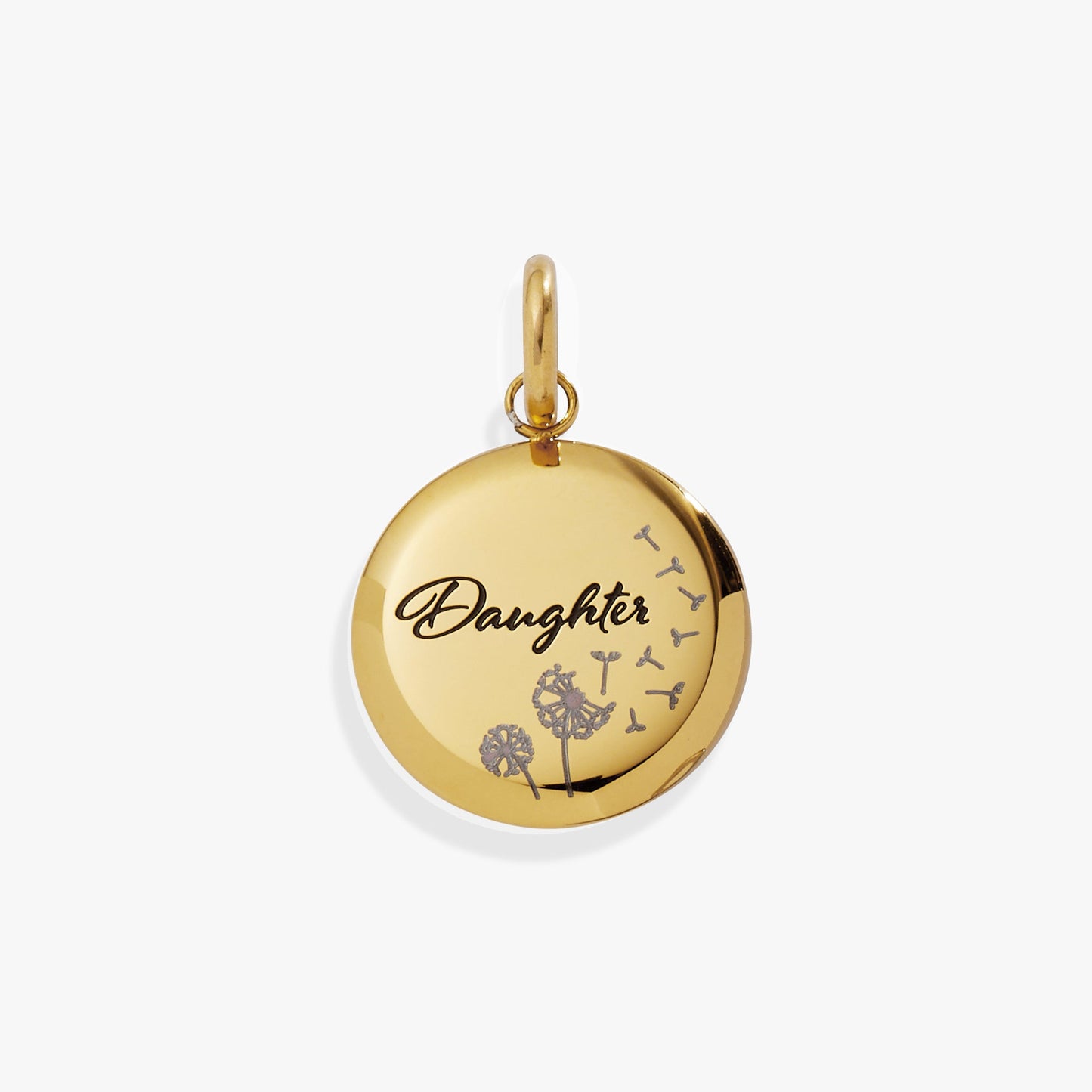 Daughter Dandelion Disc Charm Stainless Steel Silver
