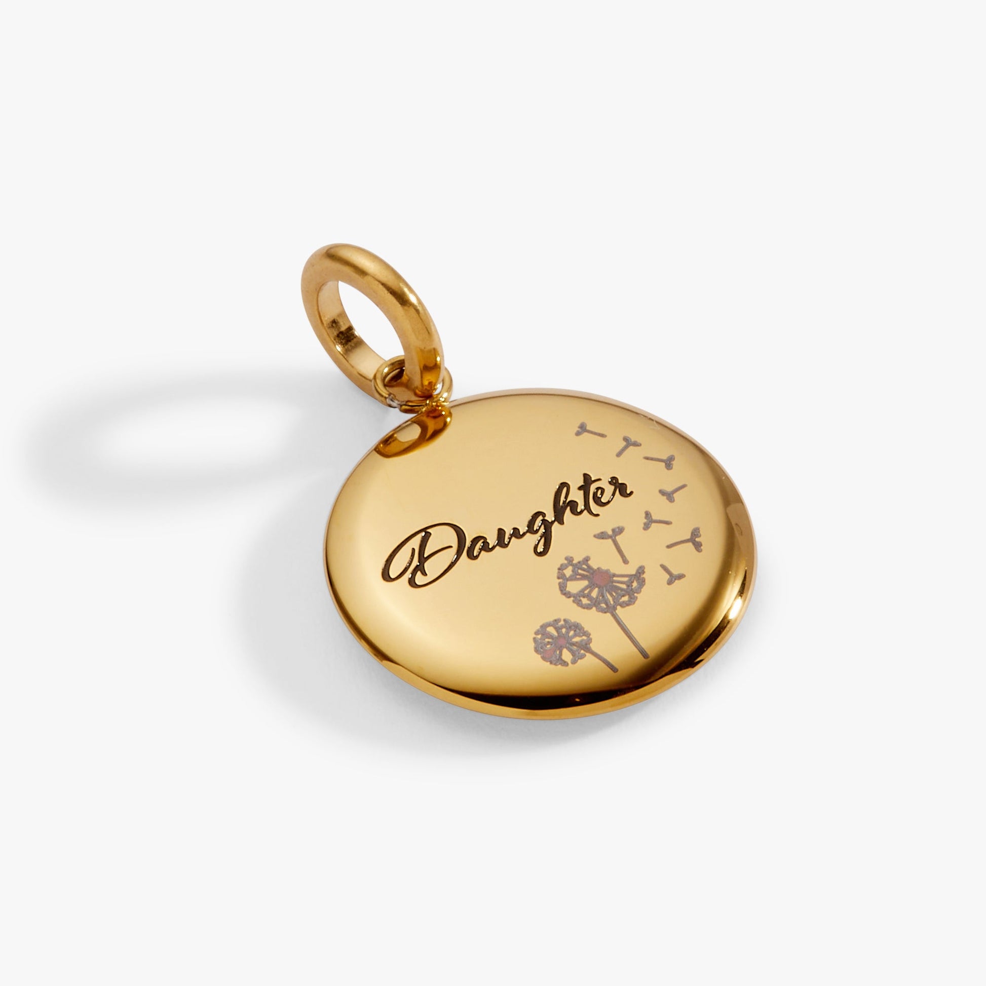 Daughter Dandelion Disc Charm Stainless Steel Silver