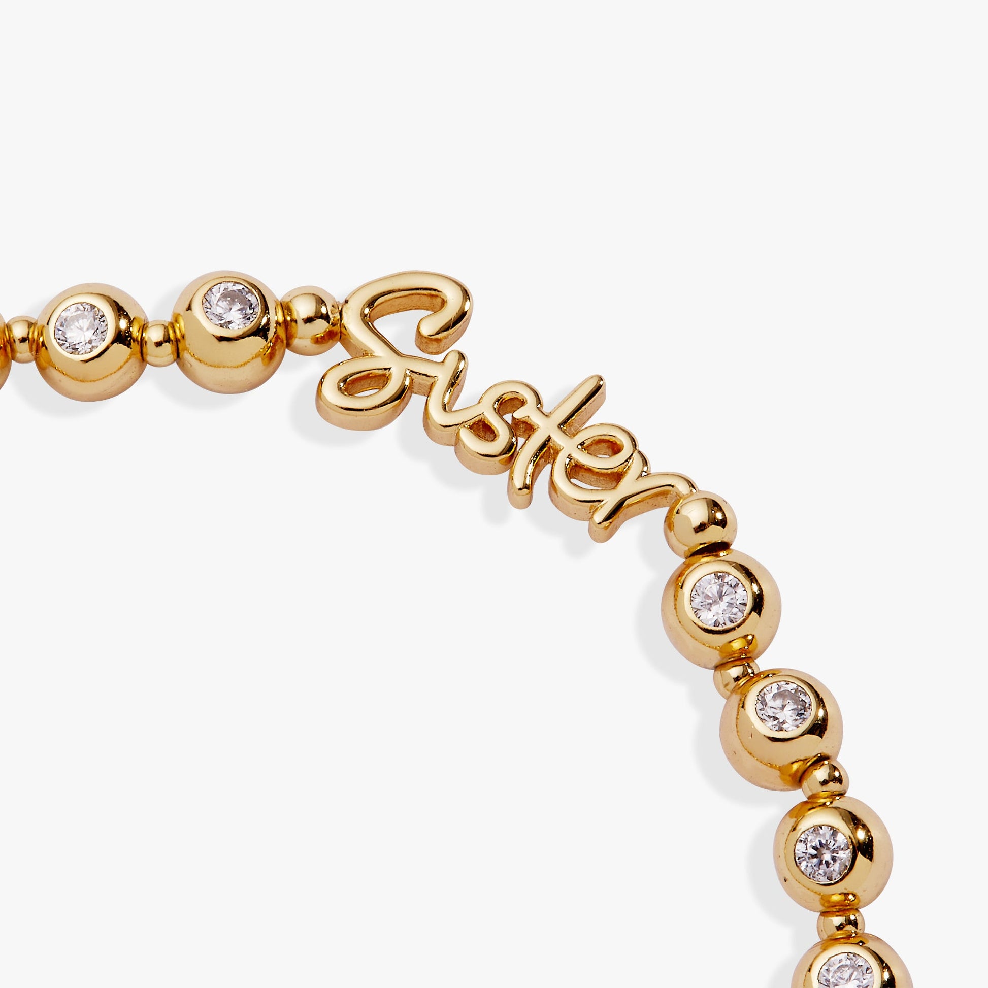 Sister Elongated Crystal Stretch Bracelet Silver
