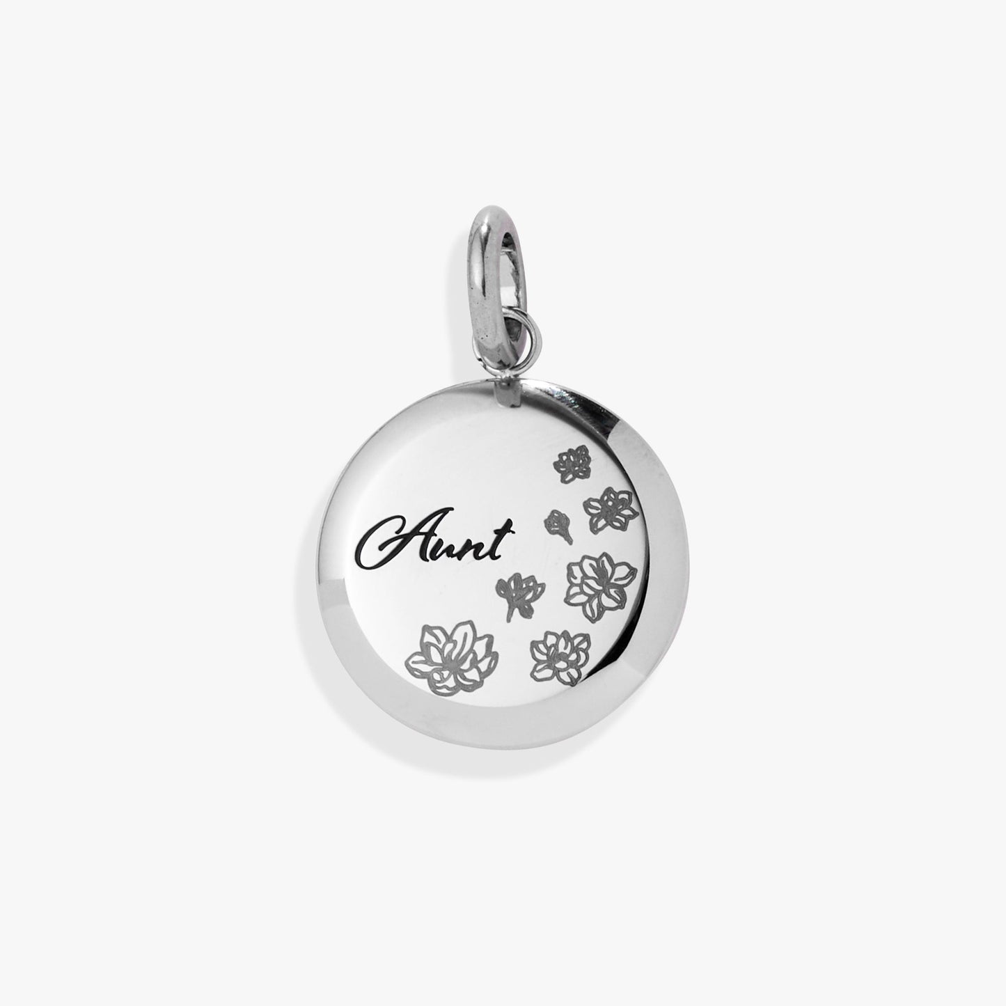Aunt Flower Disc Charm Stainless Steel Gold