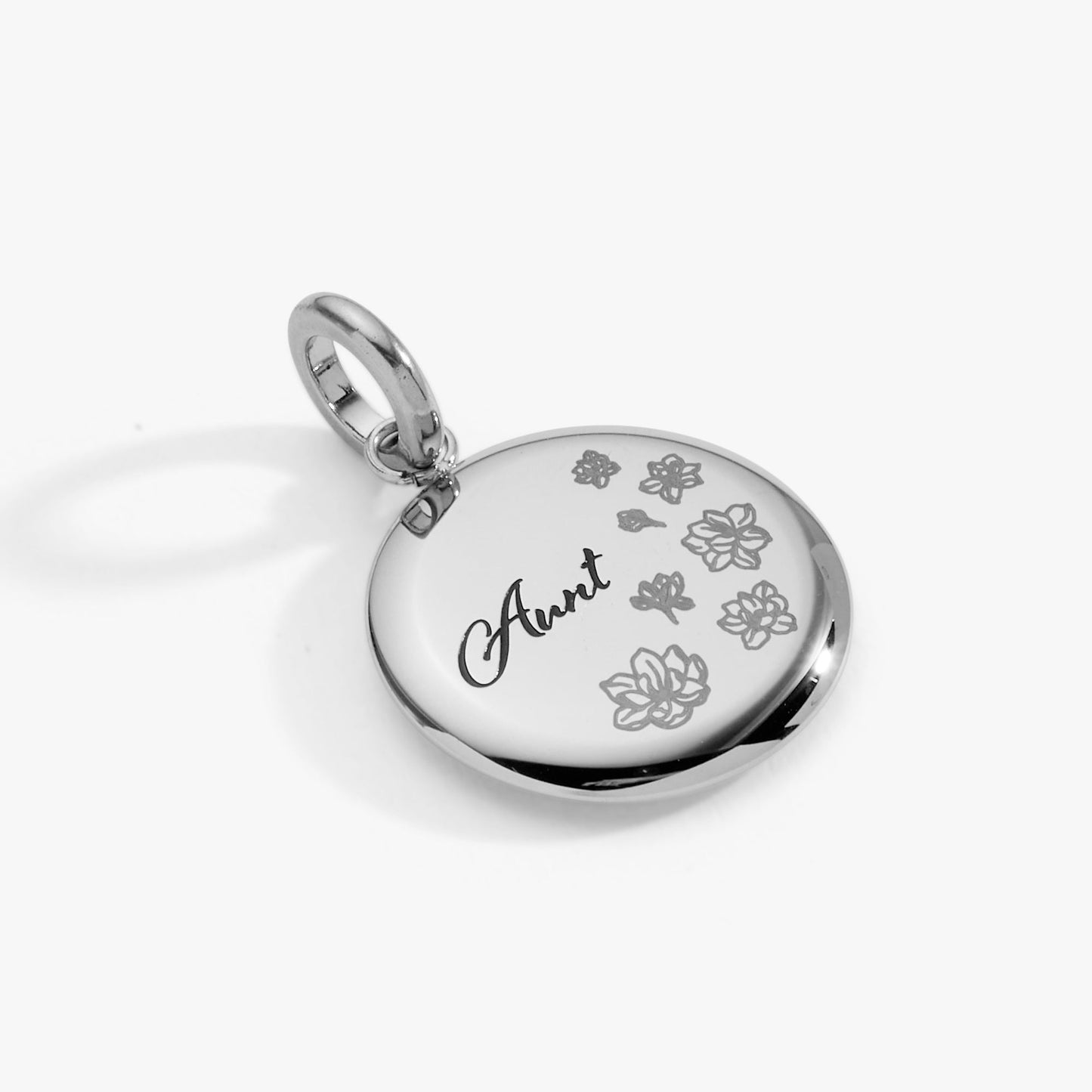 Aunt Flower Disc Charm Stainless Steel Gold
