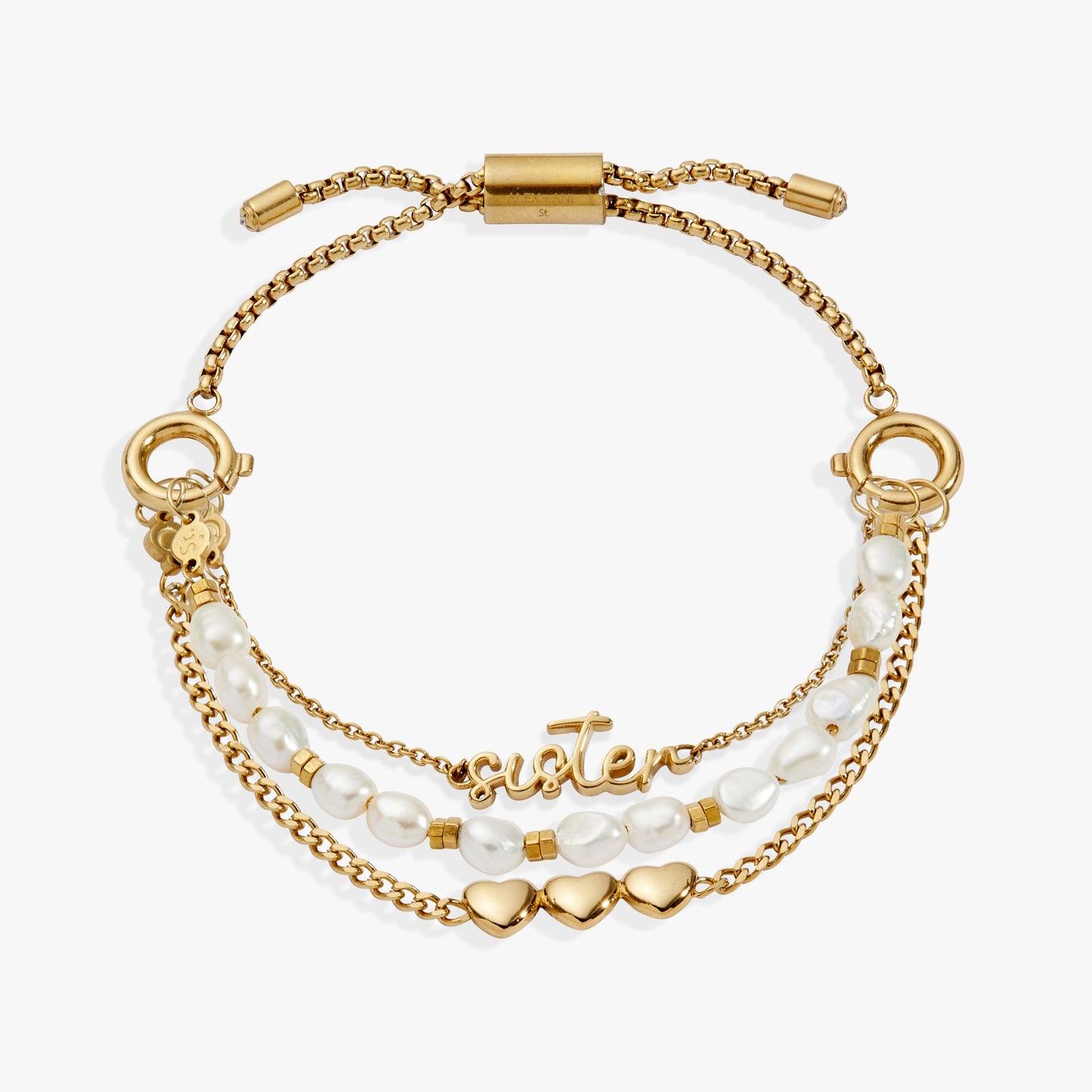 “Home is where the heart is” Sister Stranded Bracelet Stainless Steel Gold