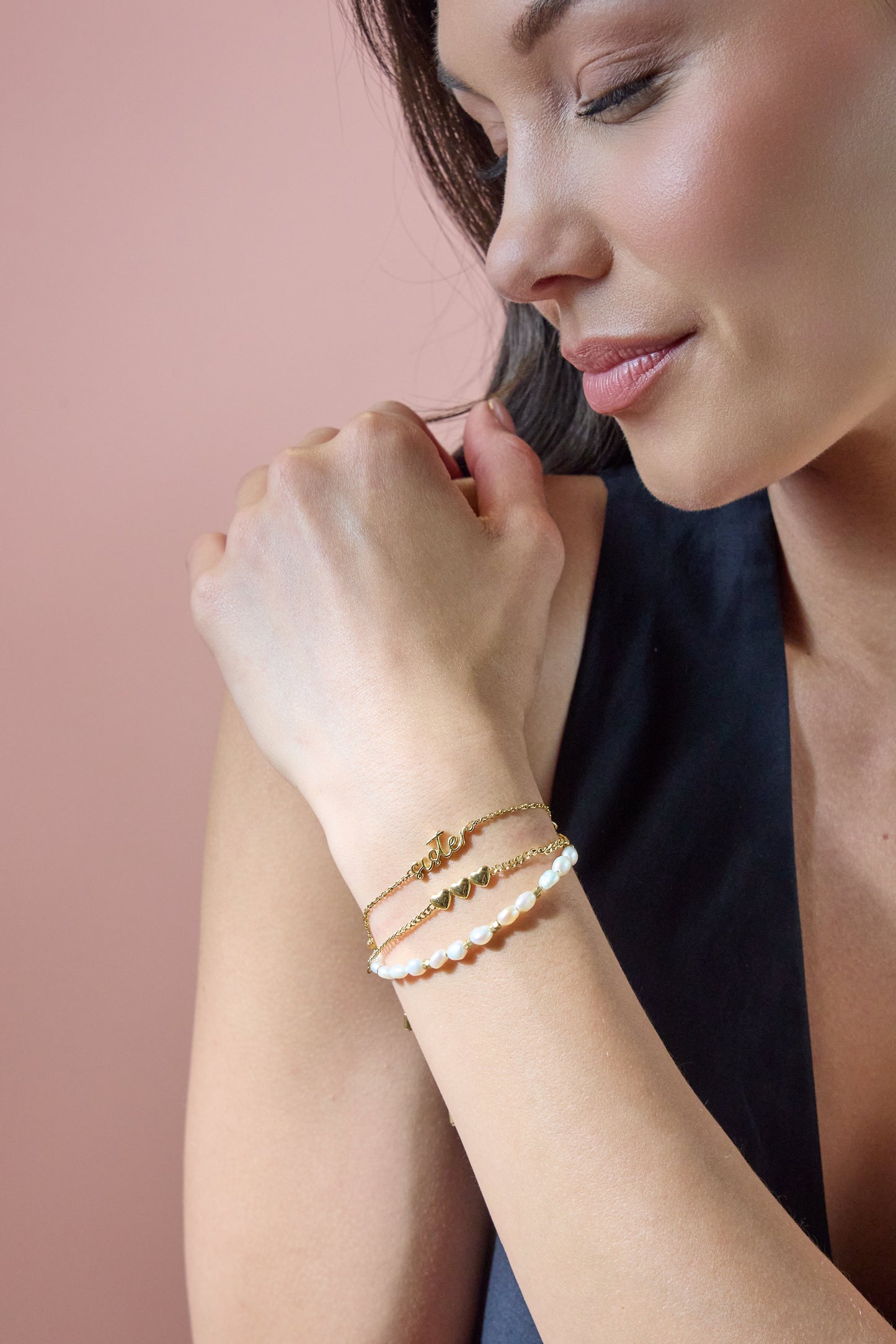 “Home is where the heart is” Sister Stranded Bracelet Stainless Steel Gold