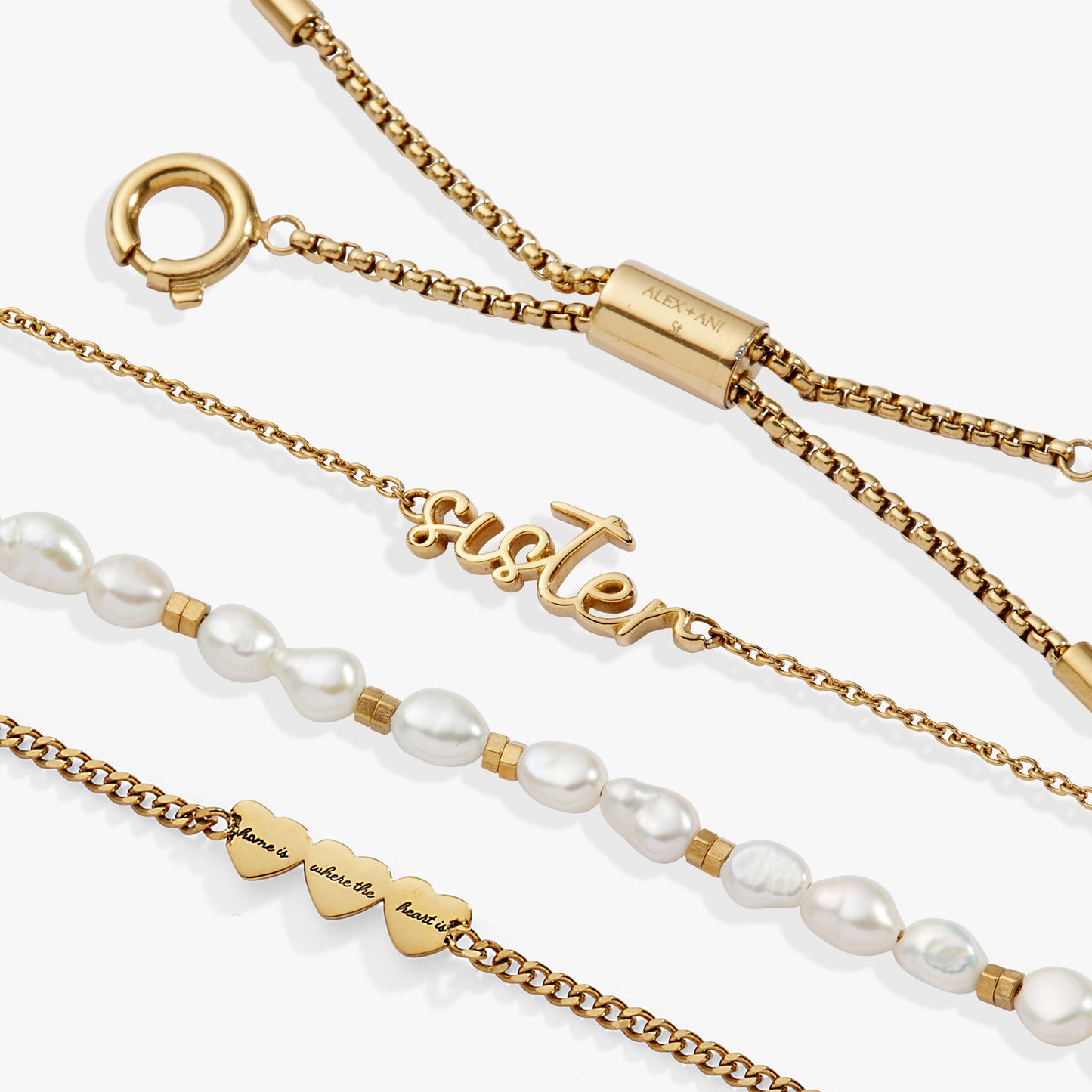 “Home is where the heart is” Sister Stranded Bracelet Stainless Steel Gold