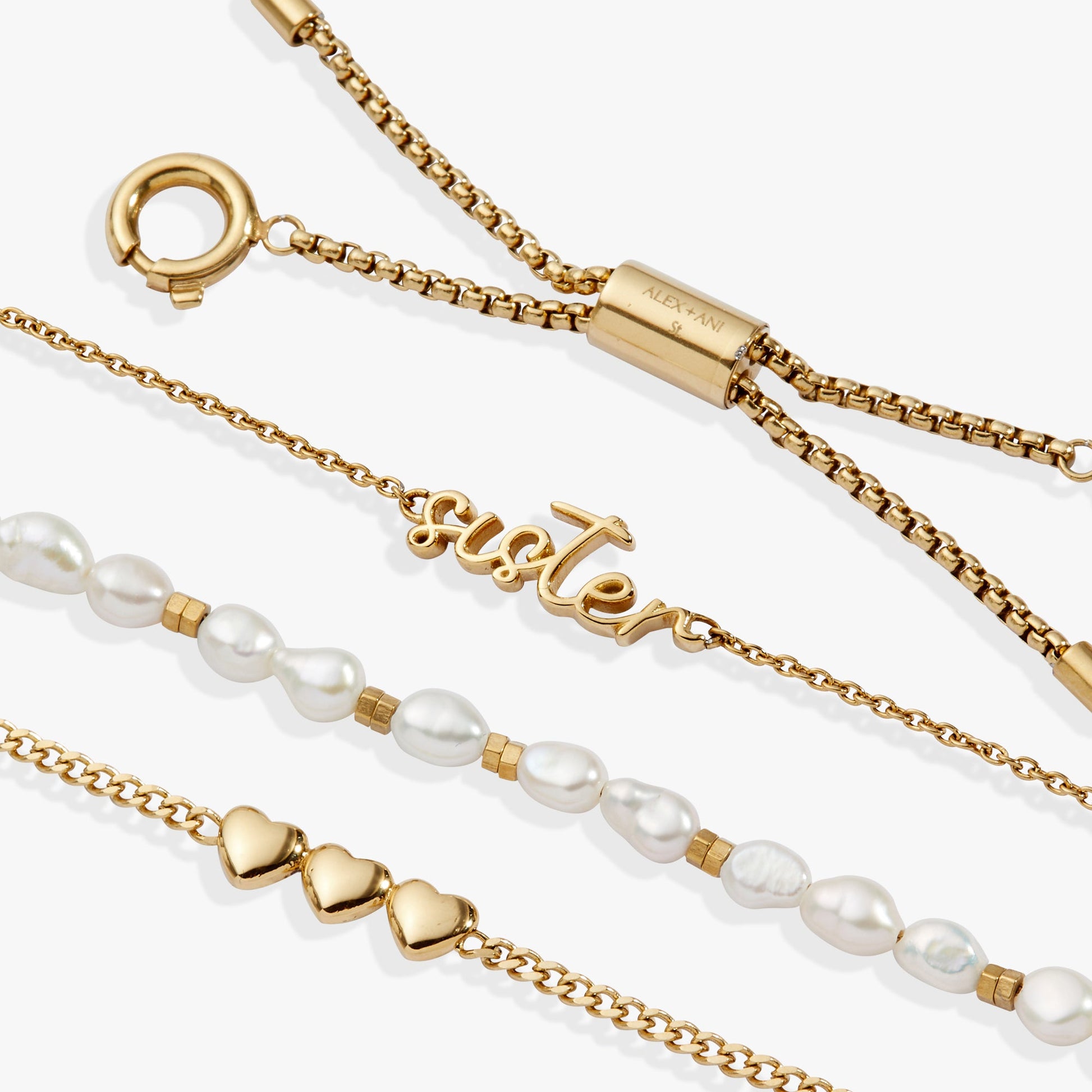 “Home is where the heart is” Sister Stranded Bracelet Stainless Steel Gold