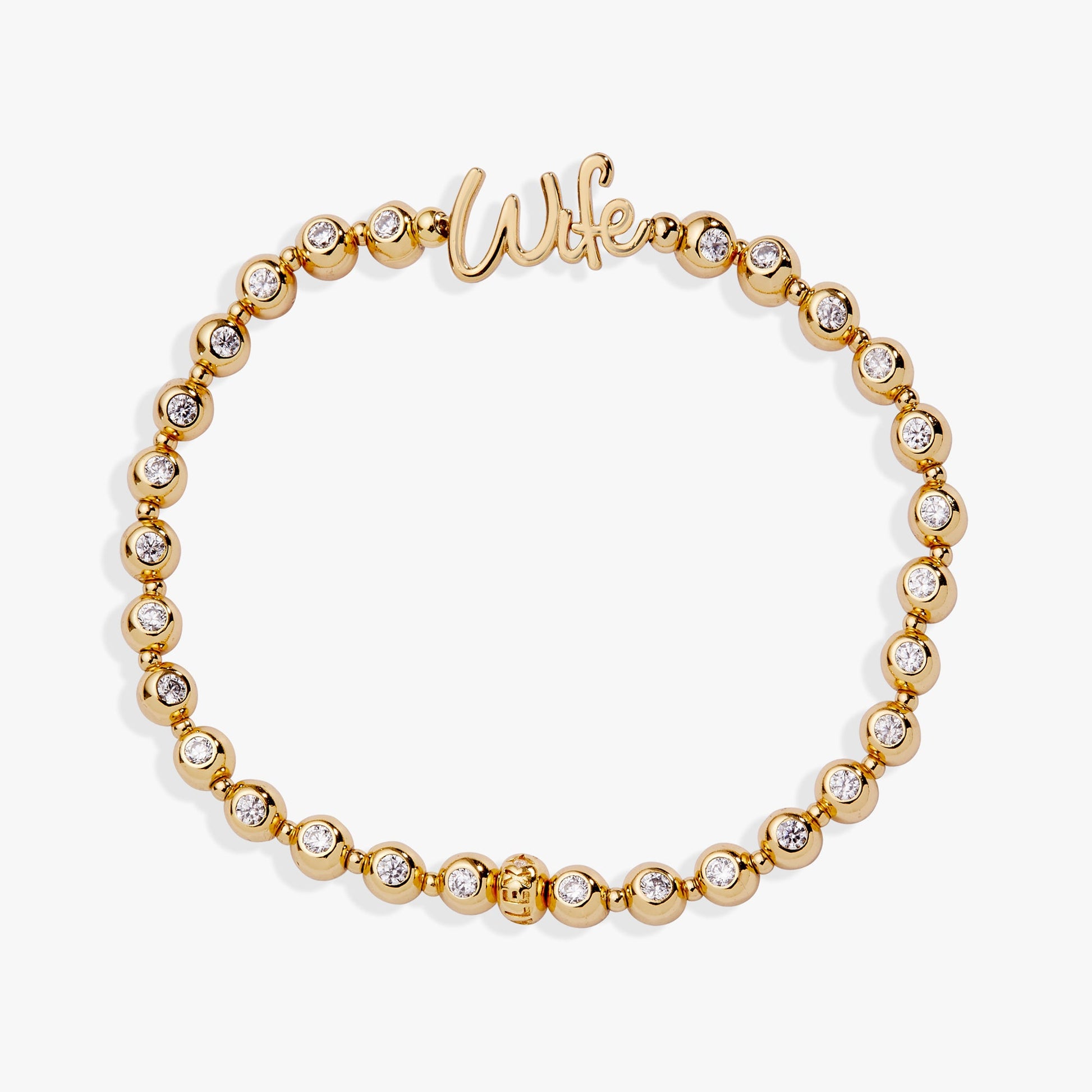 Wife Elongated Crystal Stretch Bracelet Gold