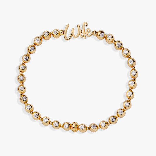 Wife Elongated Crystal Stretch Bracelet Gold