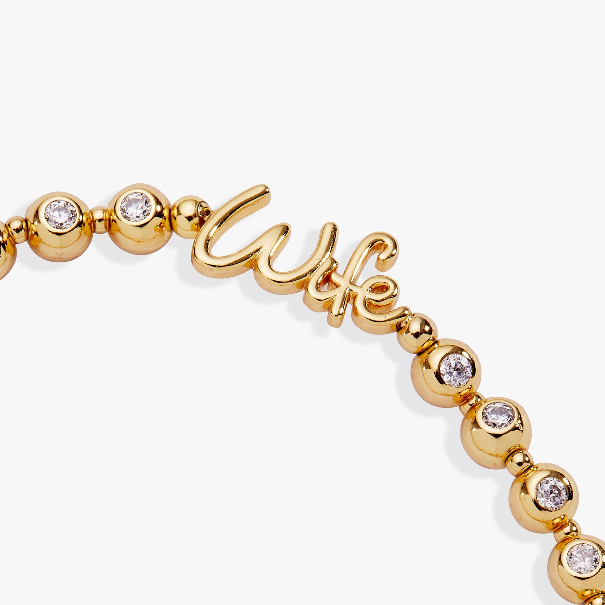Wife Elongated Crystal Stretch Bracelet Gold