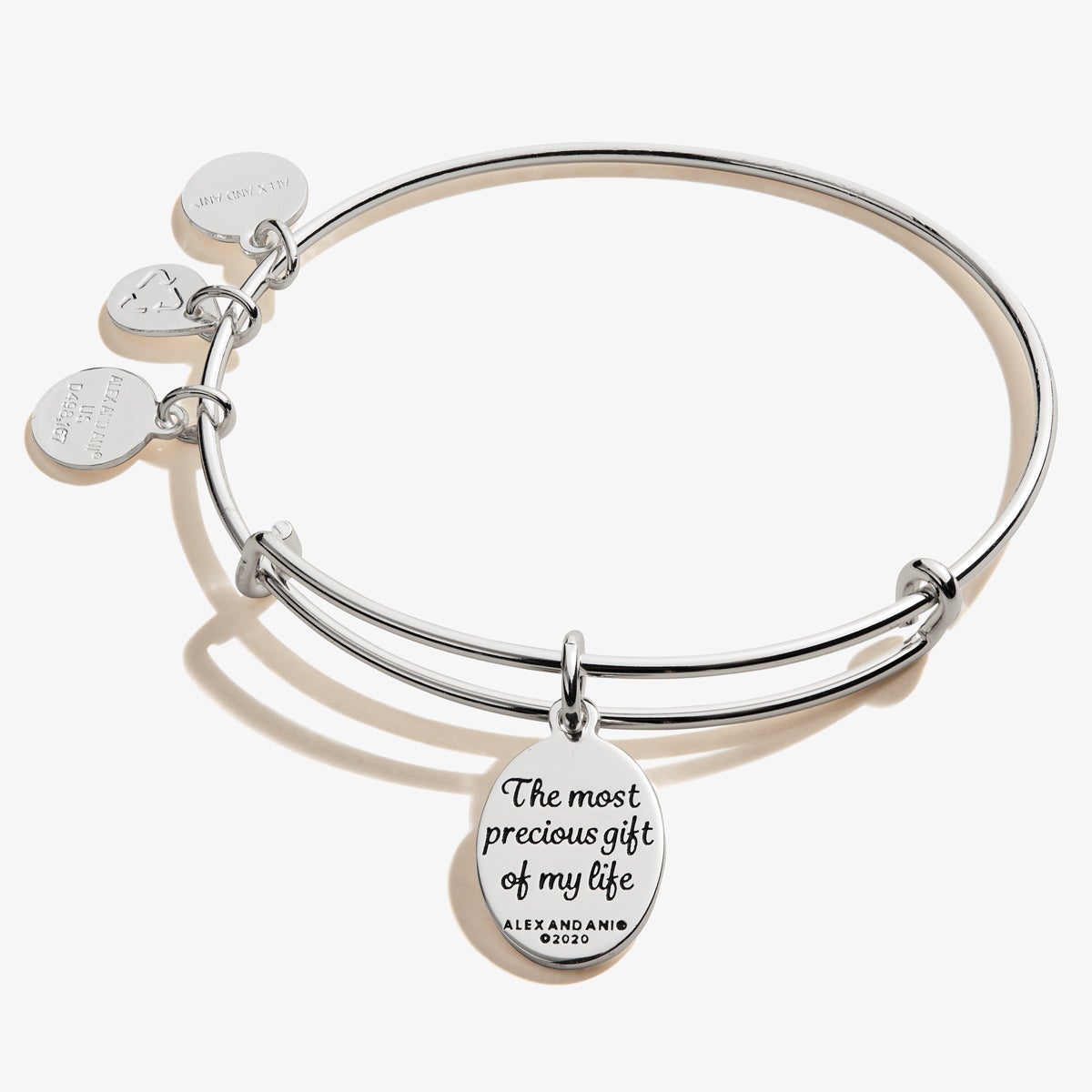 Daughter, 'Most Precious Gift' Charm Bangle Bracelet Antique Silver