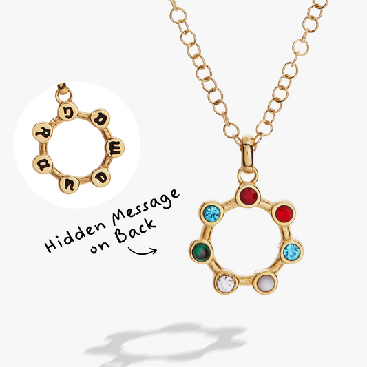 Grandma Crystal Necklace Stainless Steel Gold