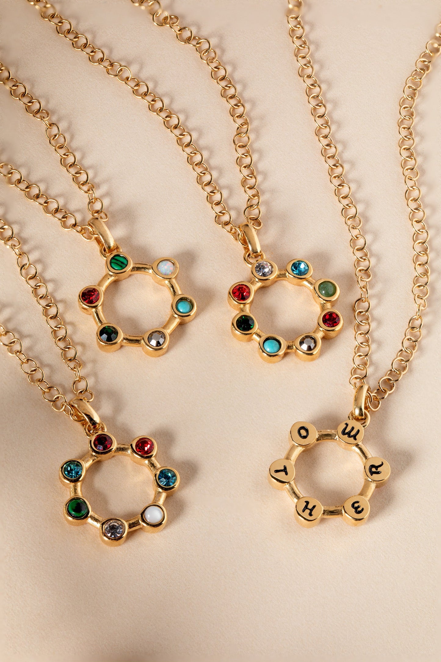 Grandma Crystal Necklace Stainless Steel Gold
