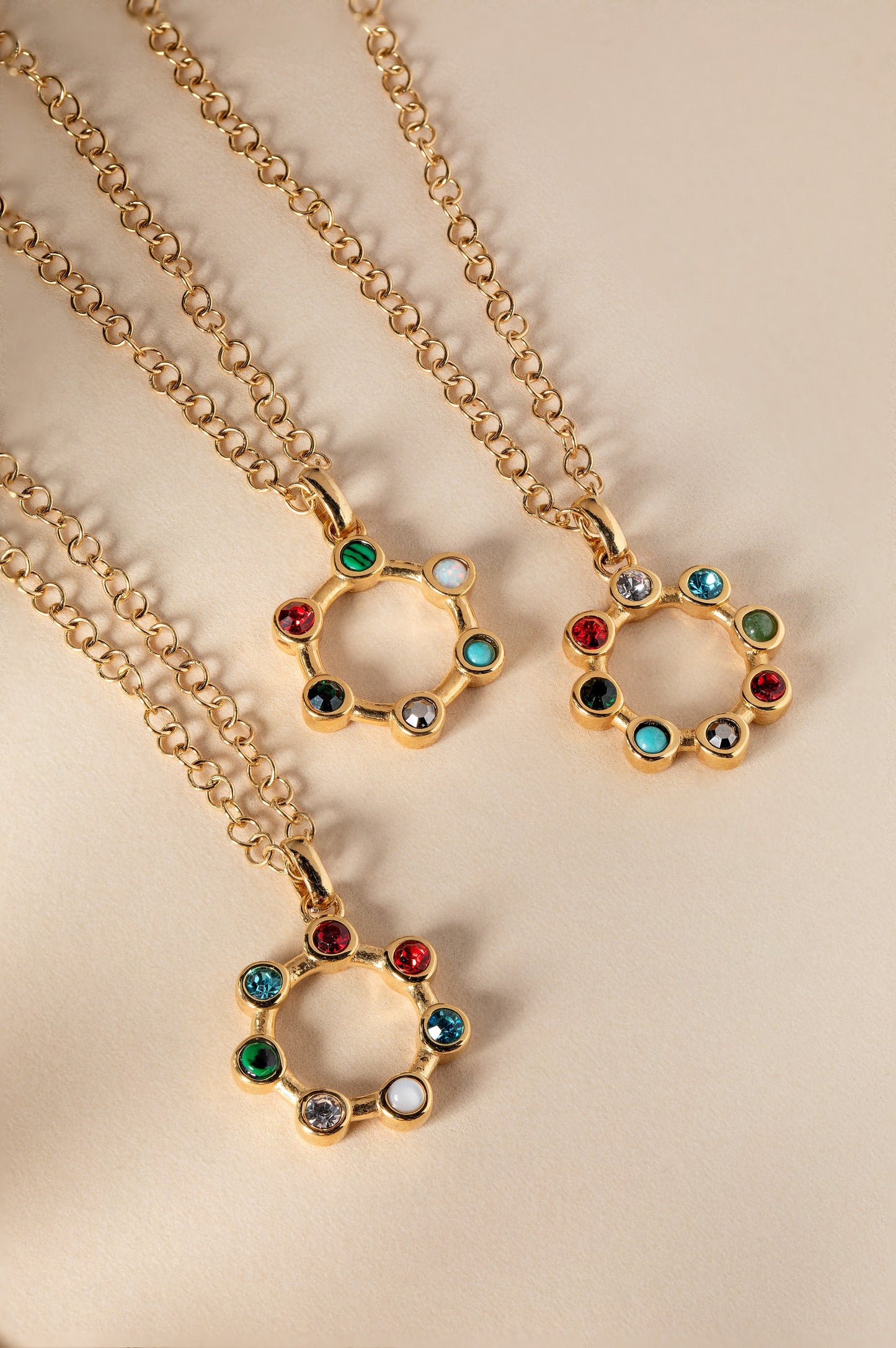 Grandma Crystal Necklace Stainless Steel Gold