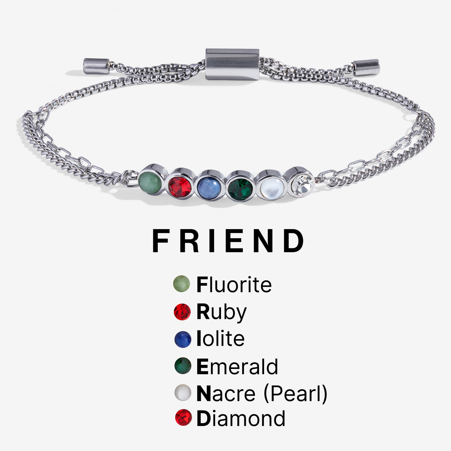 Friend Acrostic Bolo Stainless Steel Silver