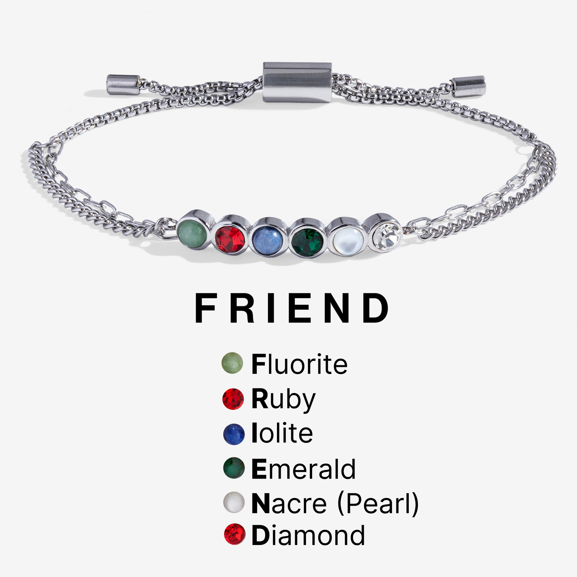 Friend Acrostic Bolo Stainless Steel Silver