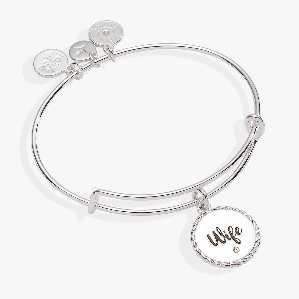 Wife Charm Bangle Bracelet – Romantic Anniversary or Wedding Gift Gold