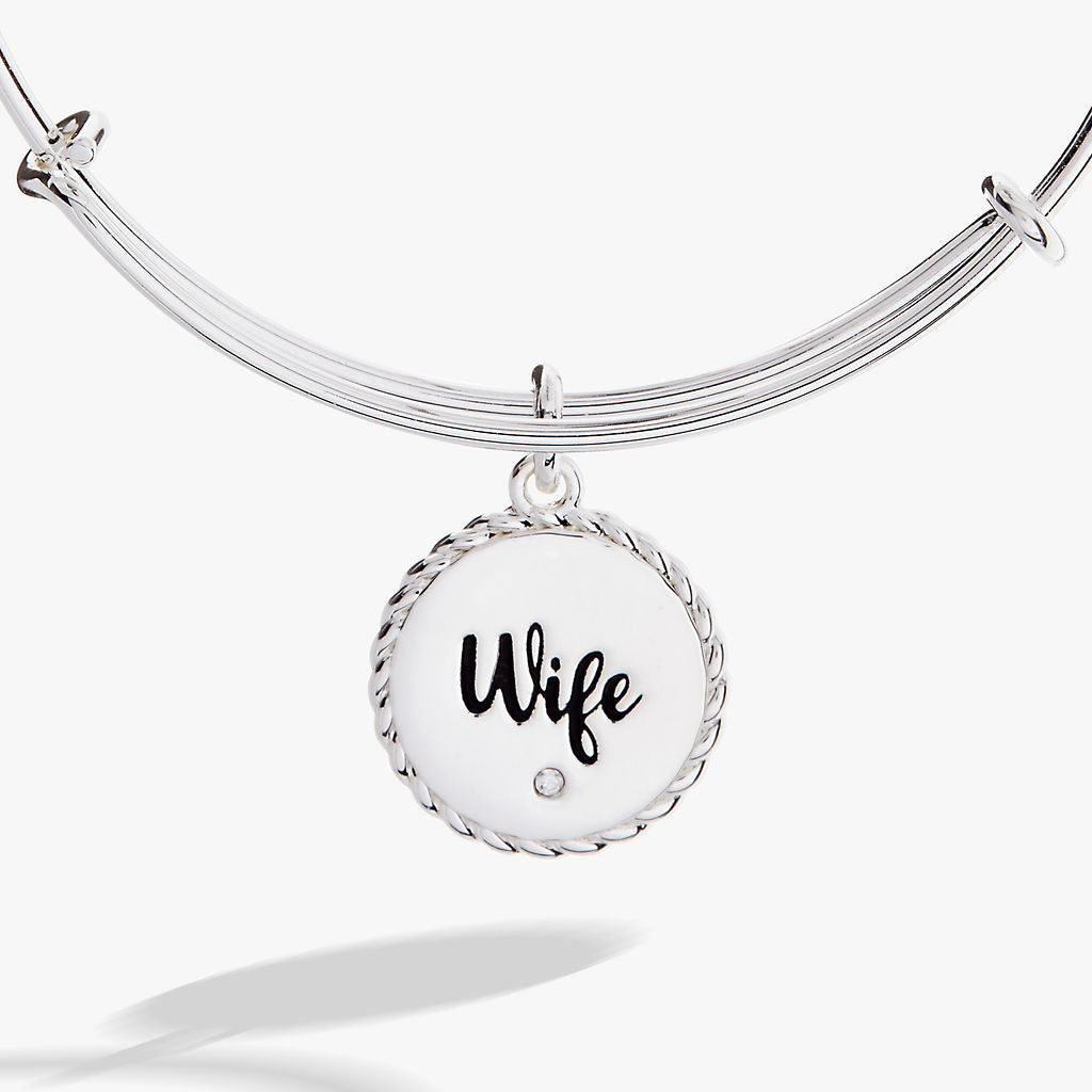 Wife Charm Bangle Bracelet – Romantic Anniversary or Wedding Gift Gold