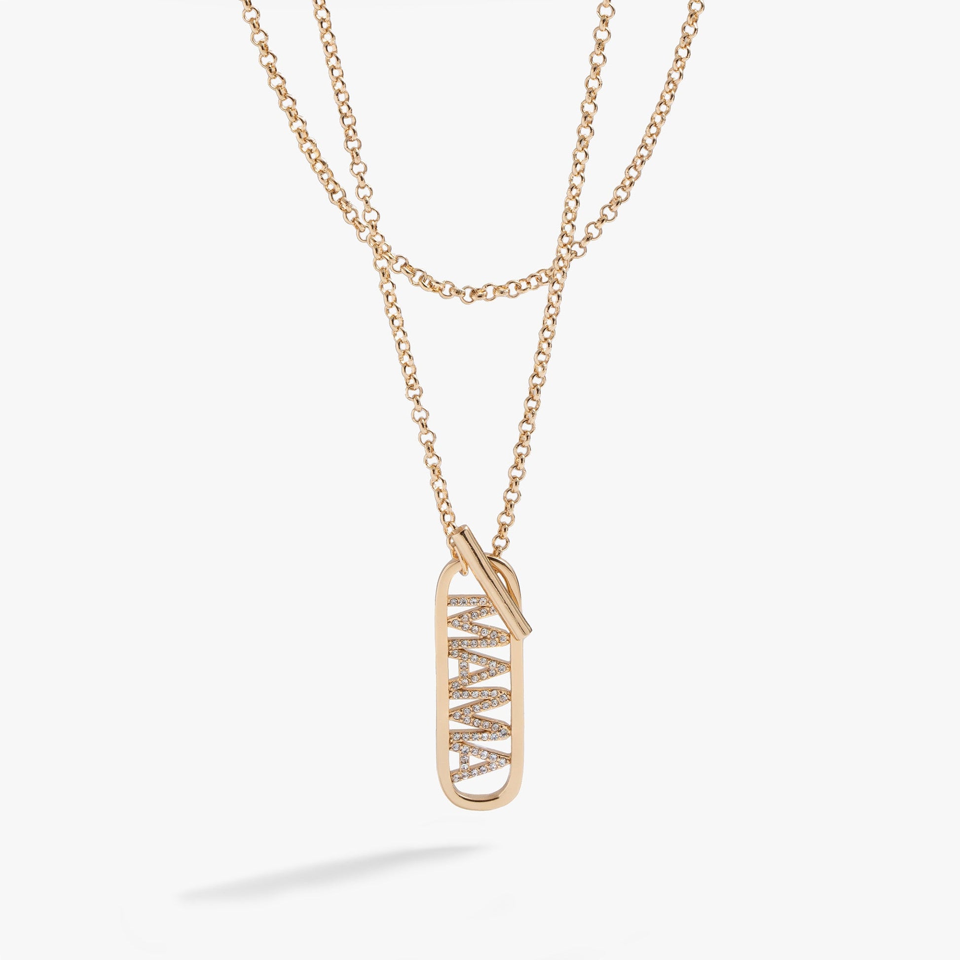 Mama Toggle Pendant Necklace Gold