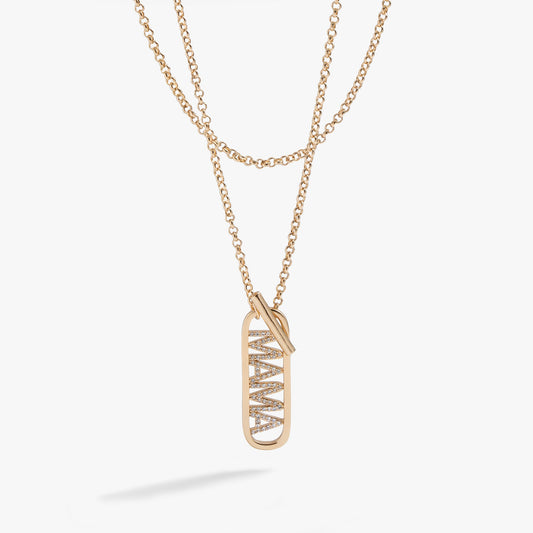 Mama Toggle Pendant Necklace Gold