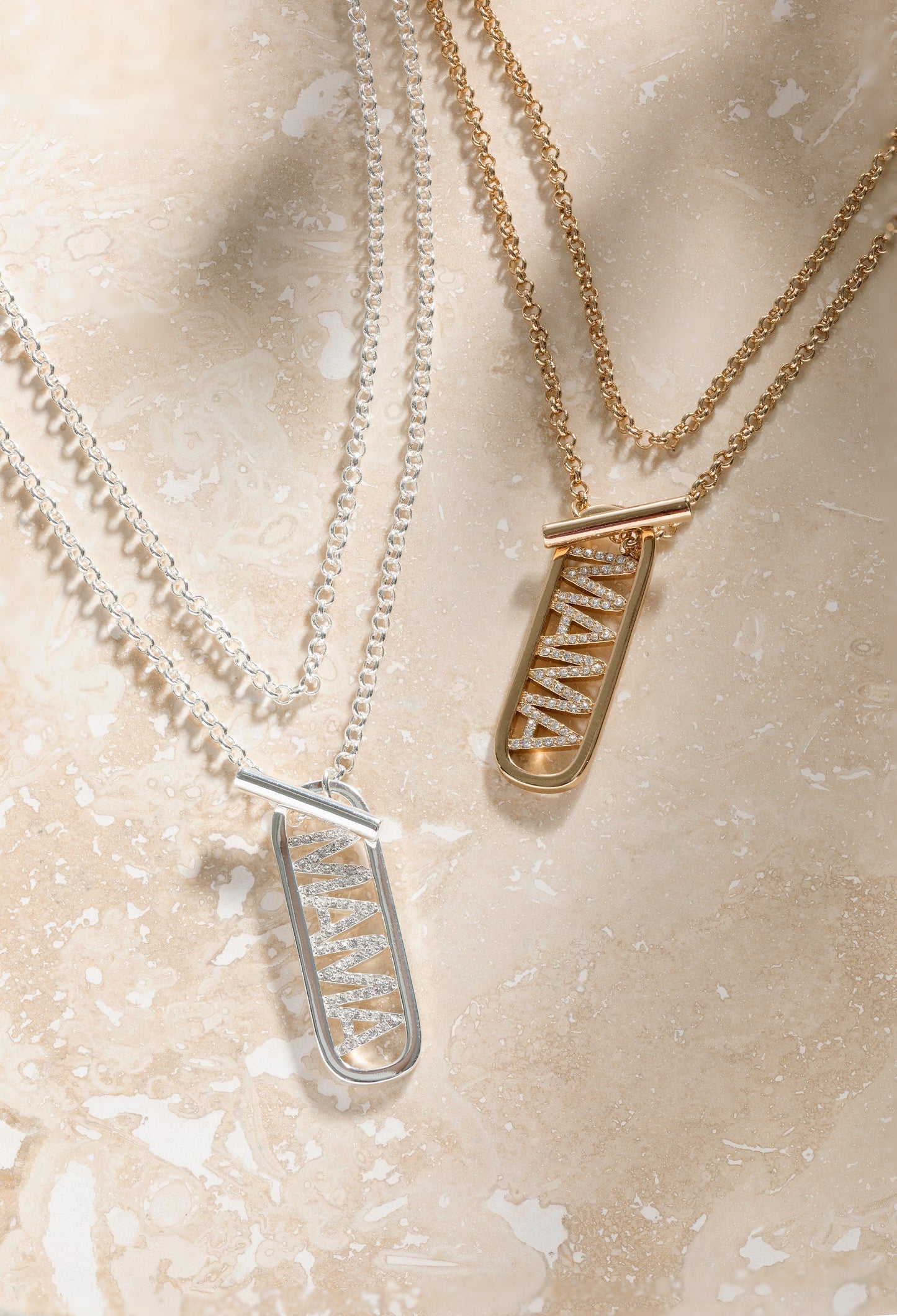 Mama Toggle Pendant Necklace Gold
