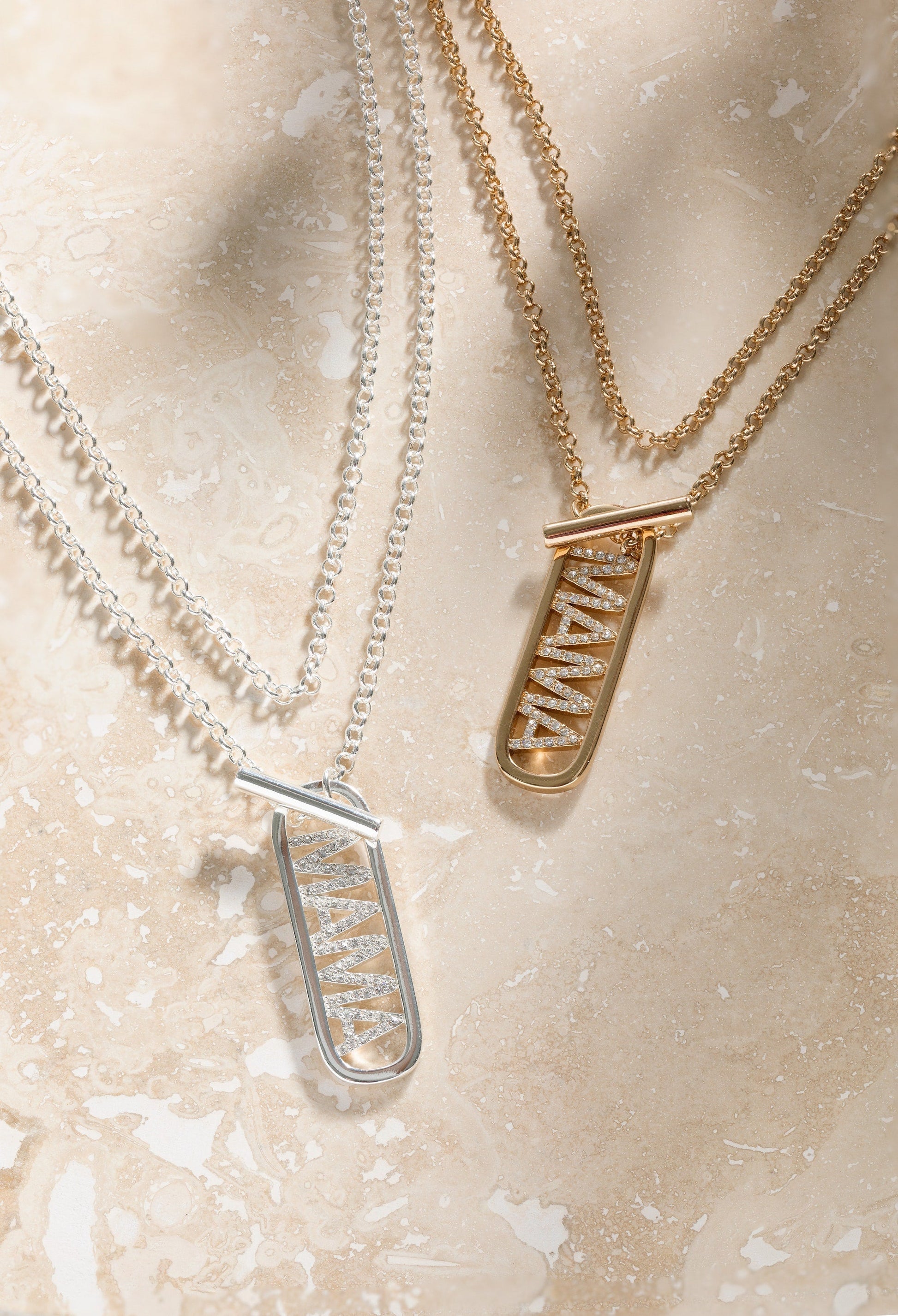 Mama Toggle Pendant Necklace Gold