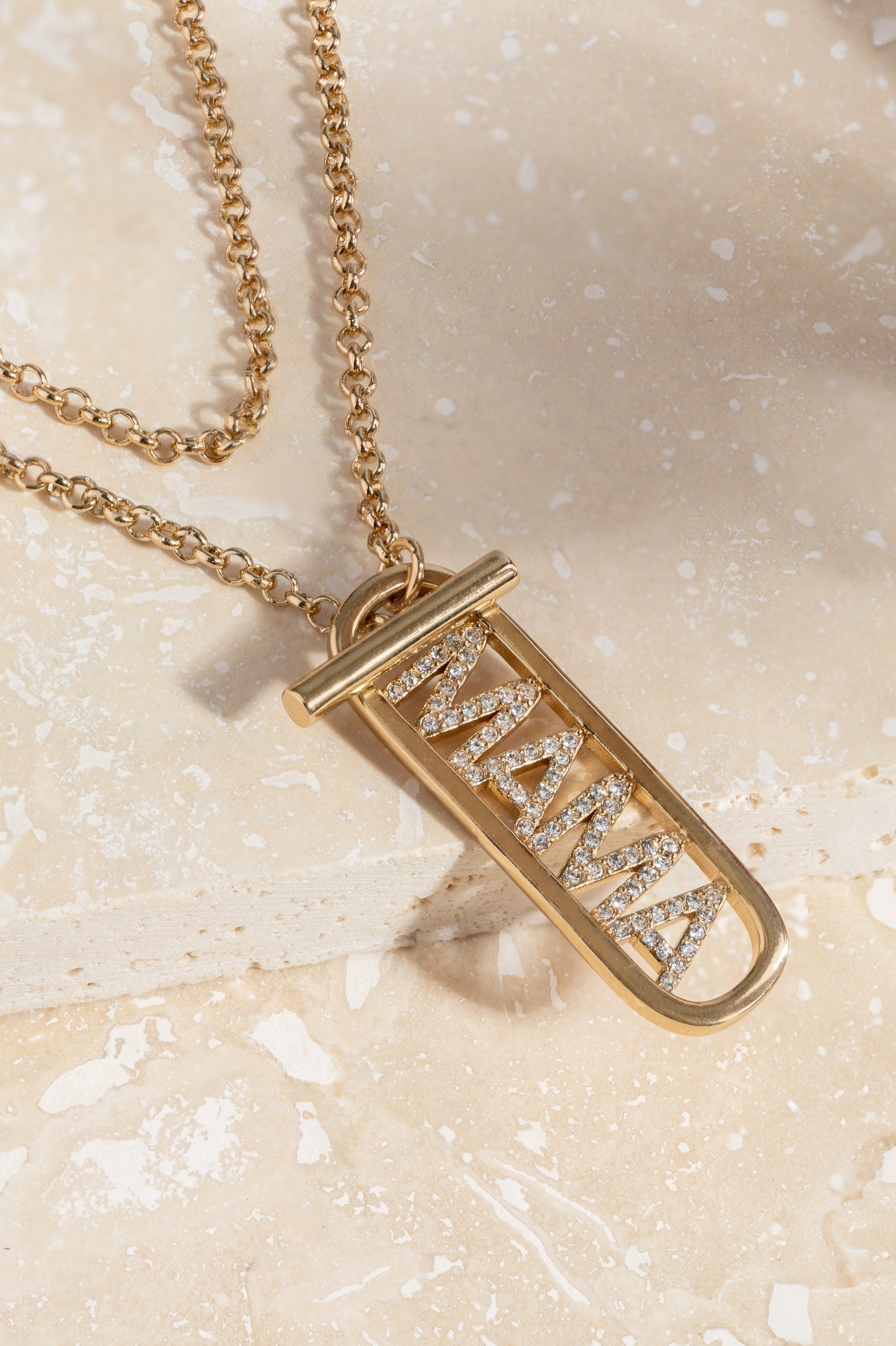 Mama Toggle Pendant Necklace Gold