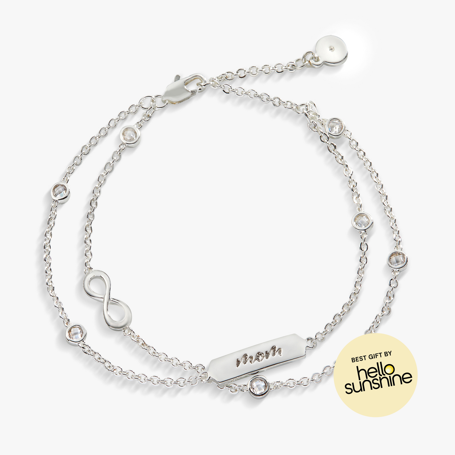 Mom' Infinity Bracelet, Adjustable Silver