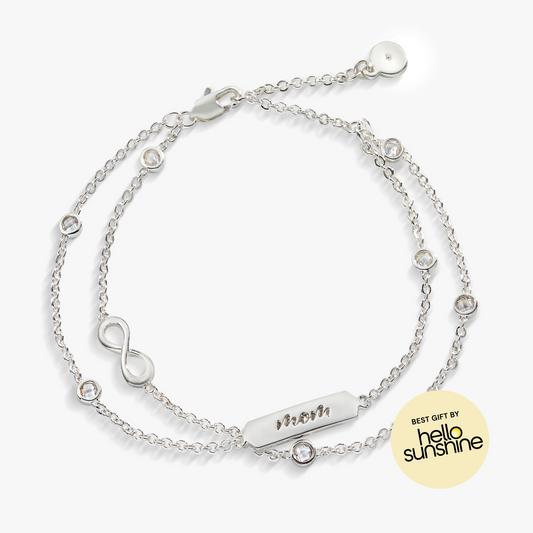 Mom' Infinity Bracelet, Adjustable Silver