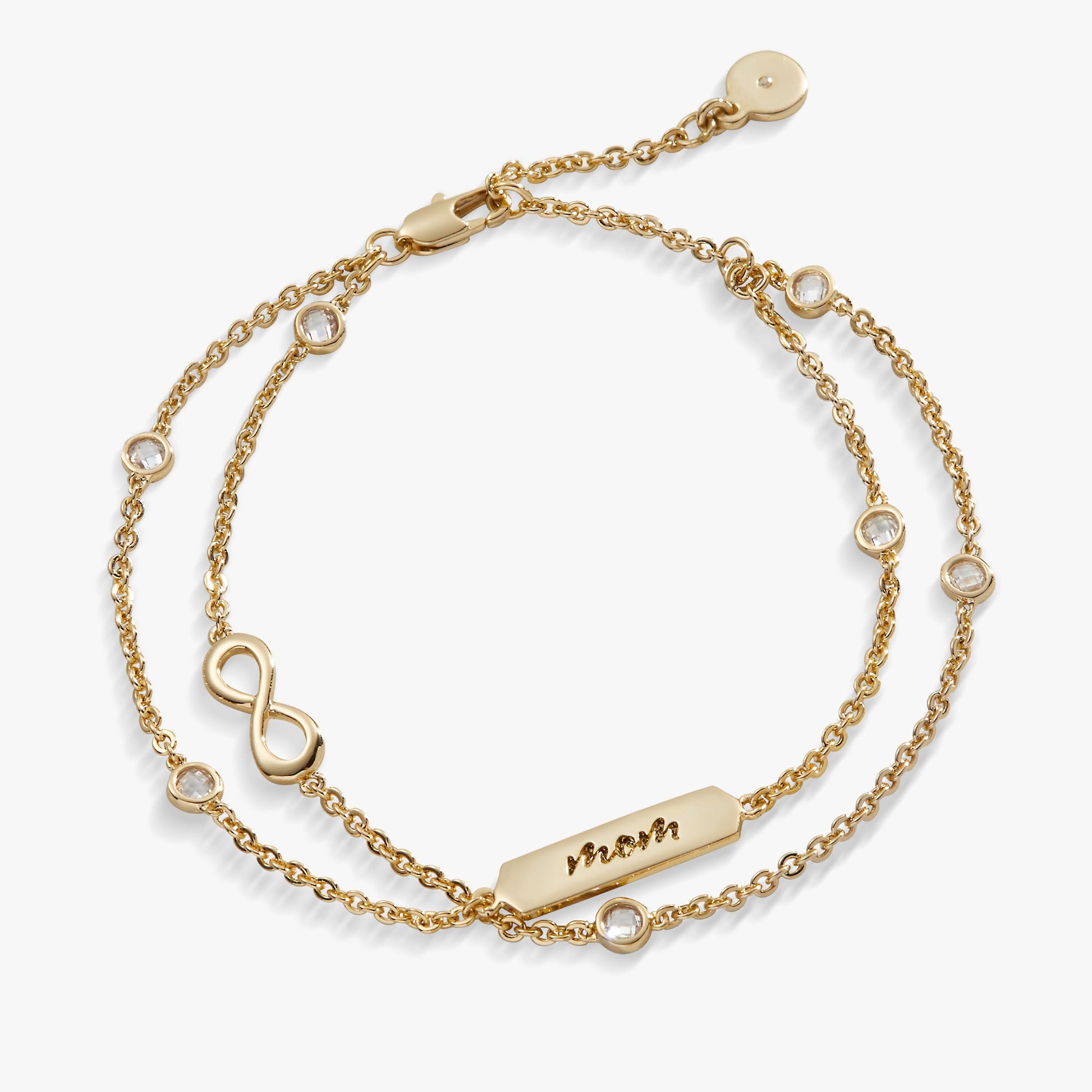 Mom' Infinity Bracelet, Adjustable Silver