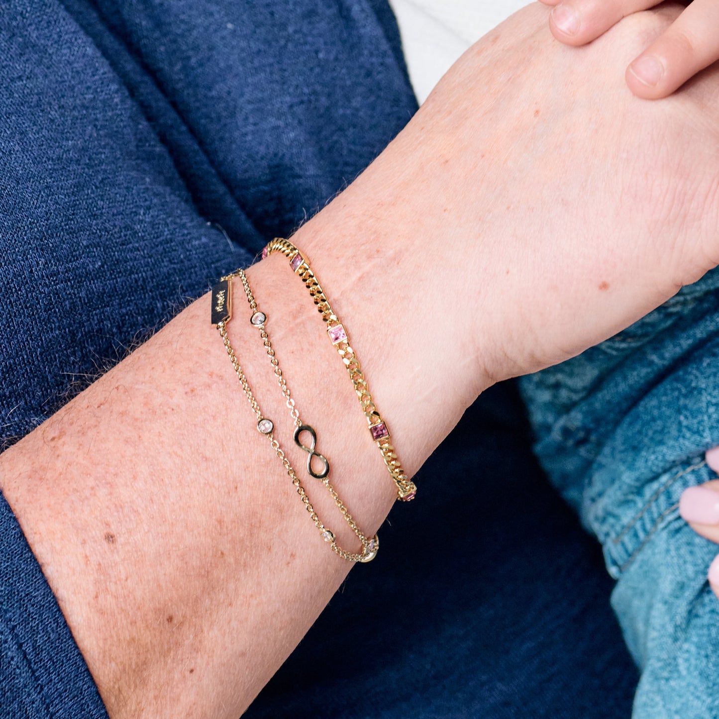 Mom' Infinity Bracelet, Adjustable Silver