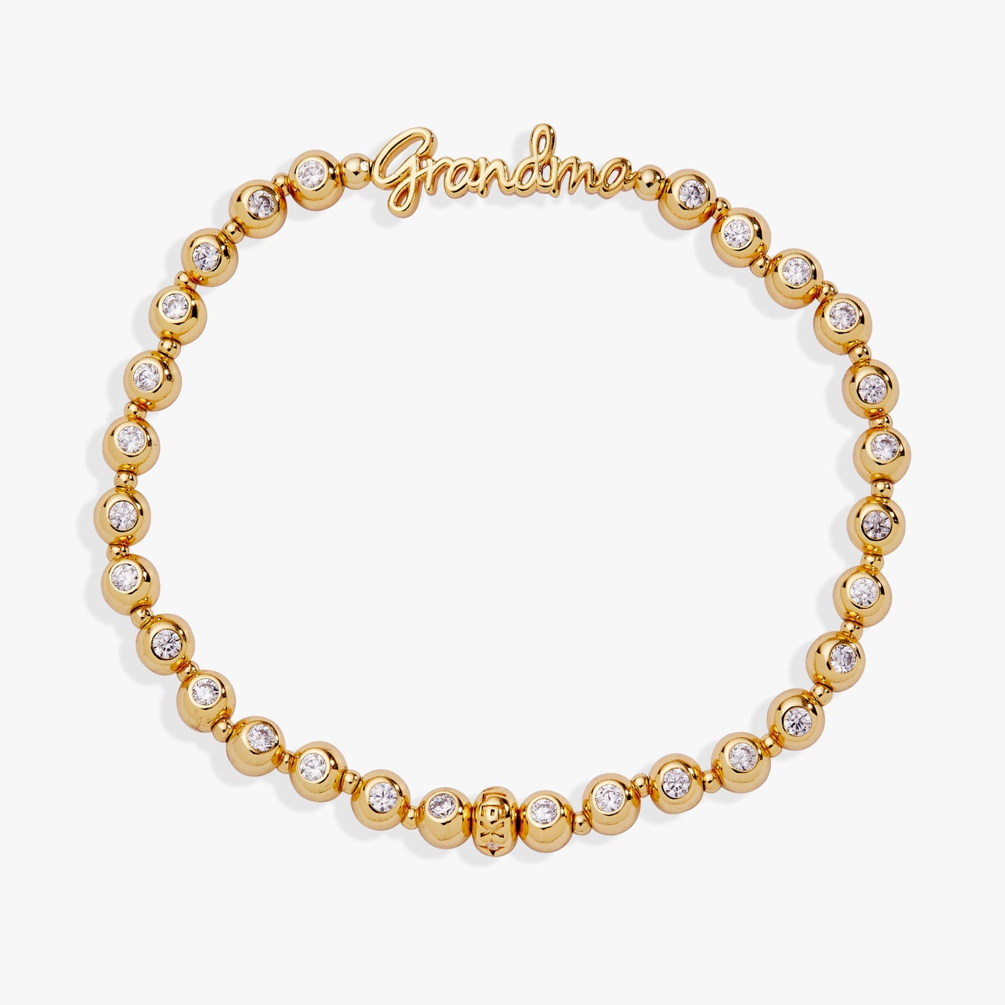 Grandma Elongated Crystal Stretch Bracelet Silver