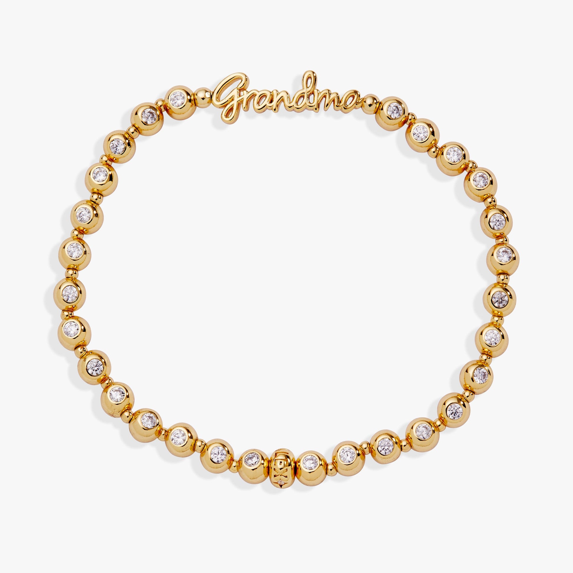 Grandma Elongated Crystal Stretch Bracelet Silver
