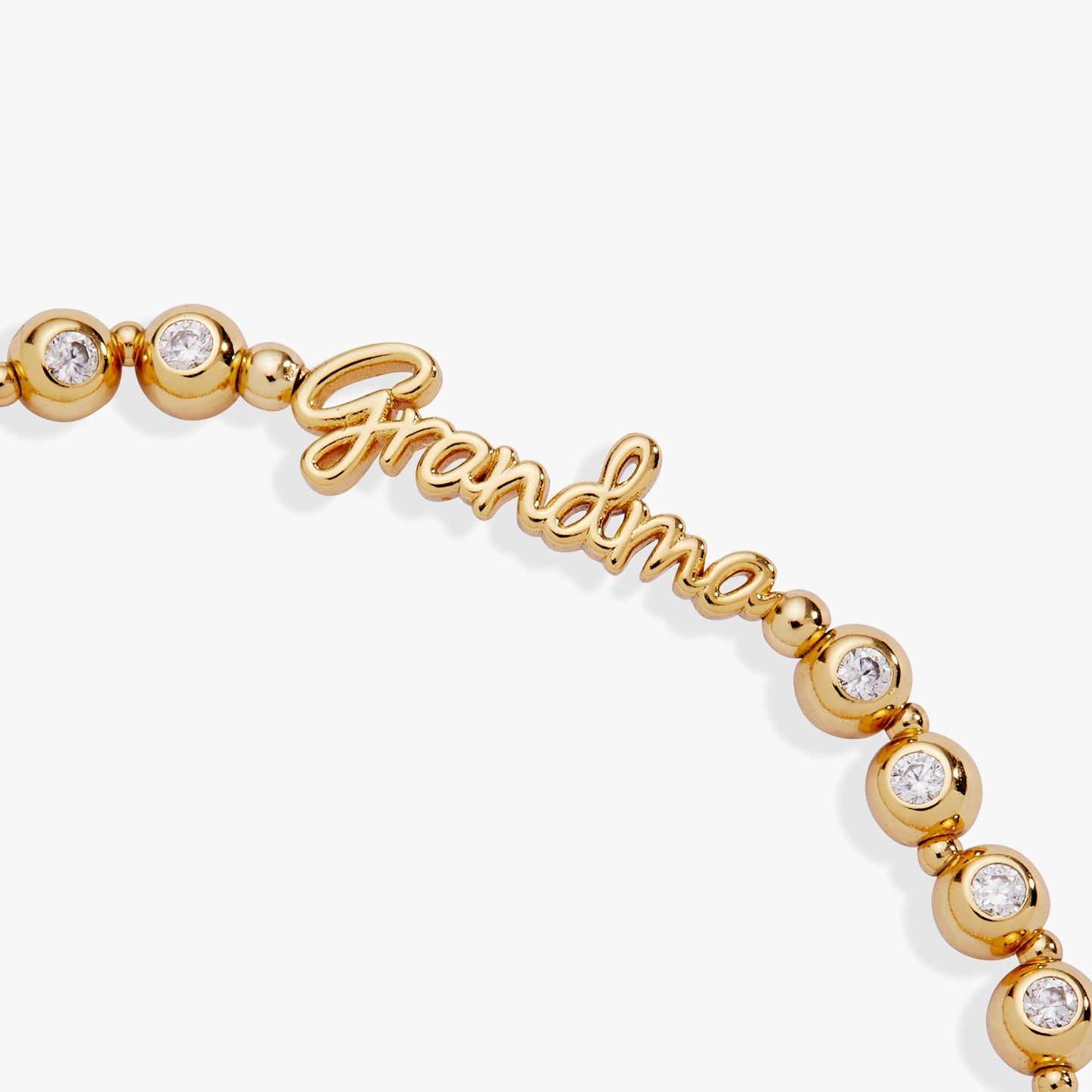 Grandma Elongated Crystal Stretch Bracelet Silver