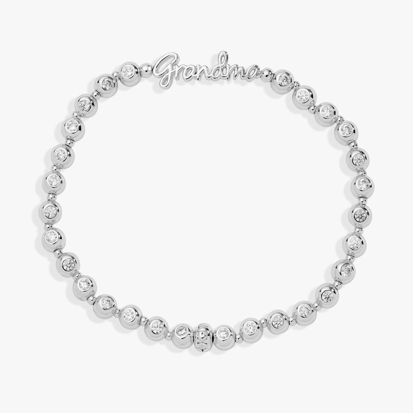 Grandma Elongated Crystal Stretch Bracelet Silver