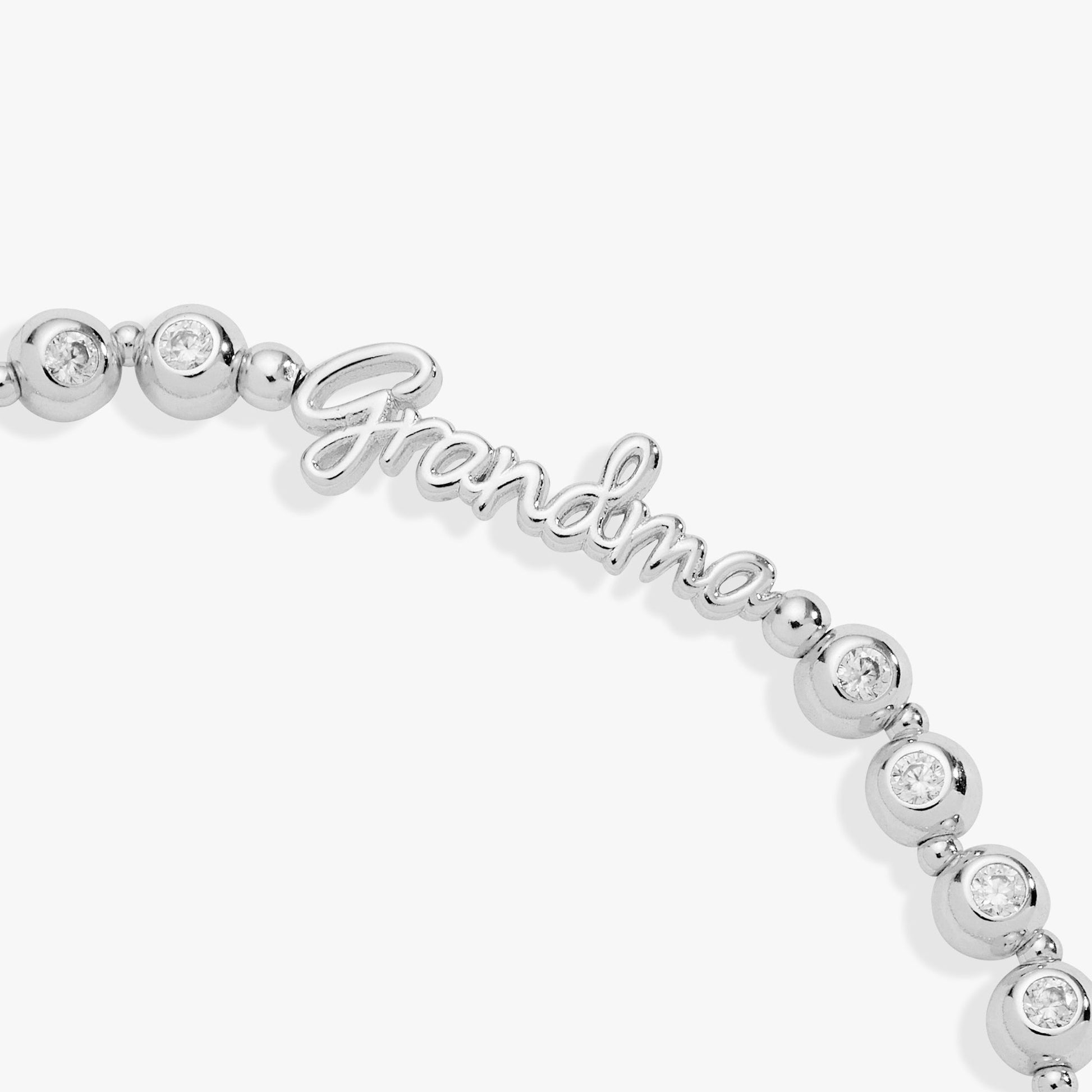 Grandma Elongated Crystal Stretch Bracelet Silver