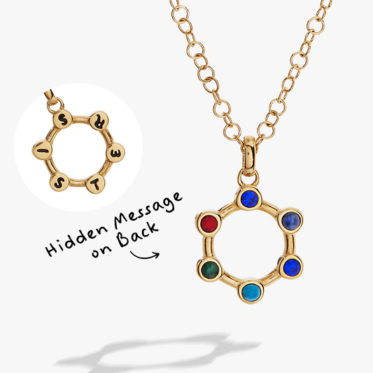 Sister Acrostic Interchangeable Necklace Stainless Steel Gold