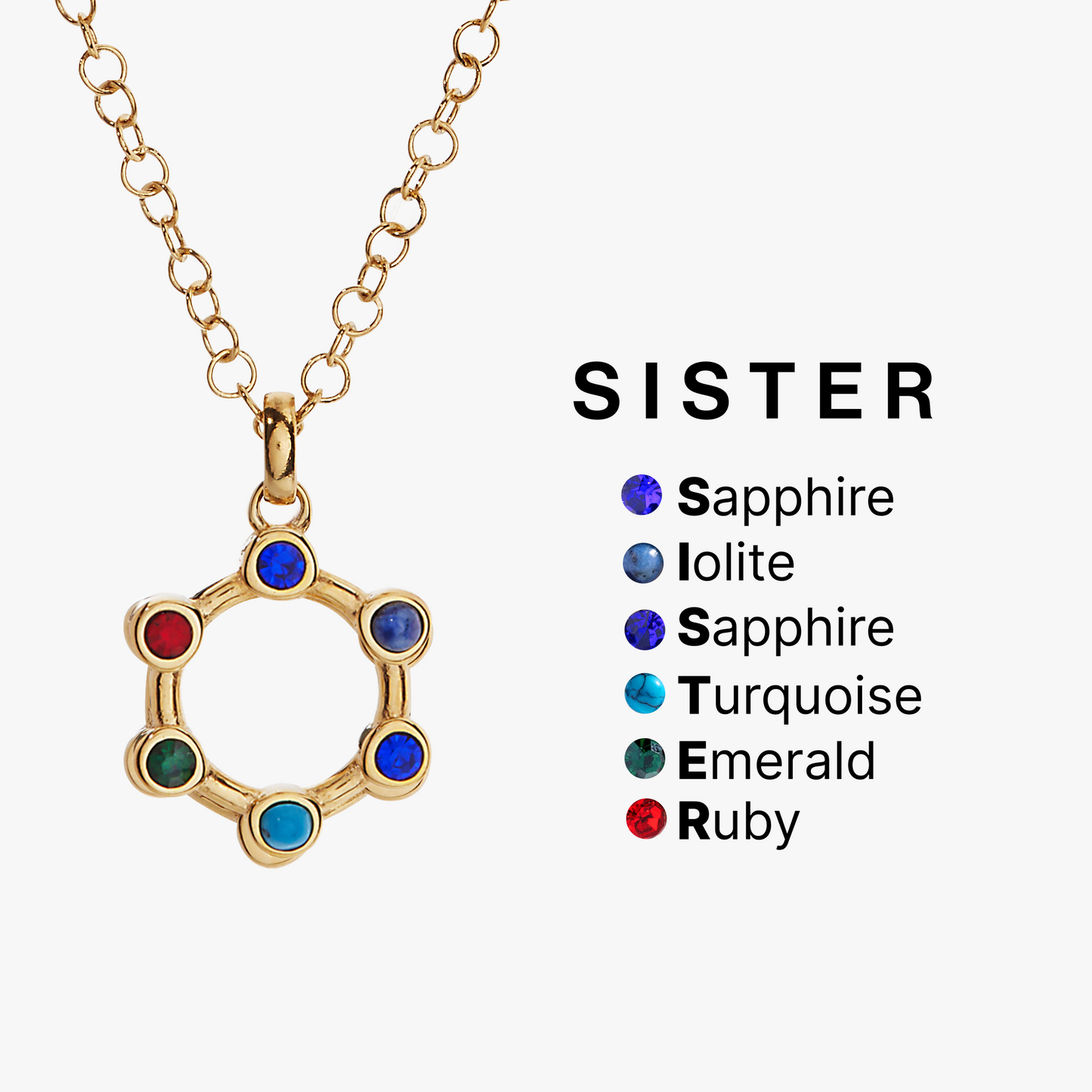 Sister Acrostic Interchangeable Necklace Stainless Steel Gold