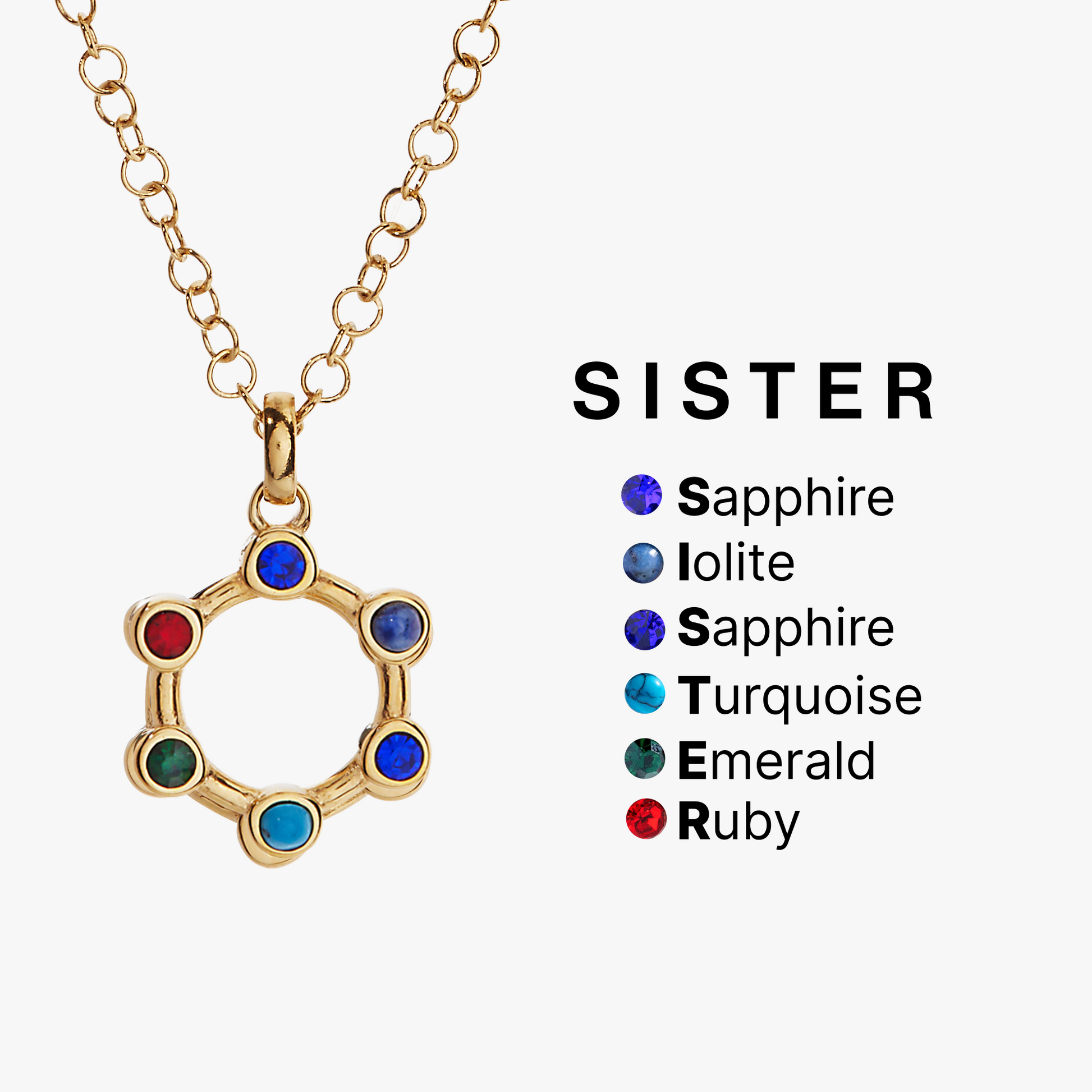 Sister Acrostic Interchangeable Necklace Stainless Steel Gold