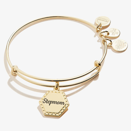 Stepmom 'You're In My Heart Forever' Charm Bangle Shiny Antique Gold