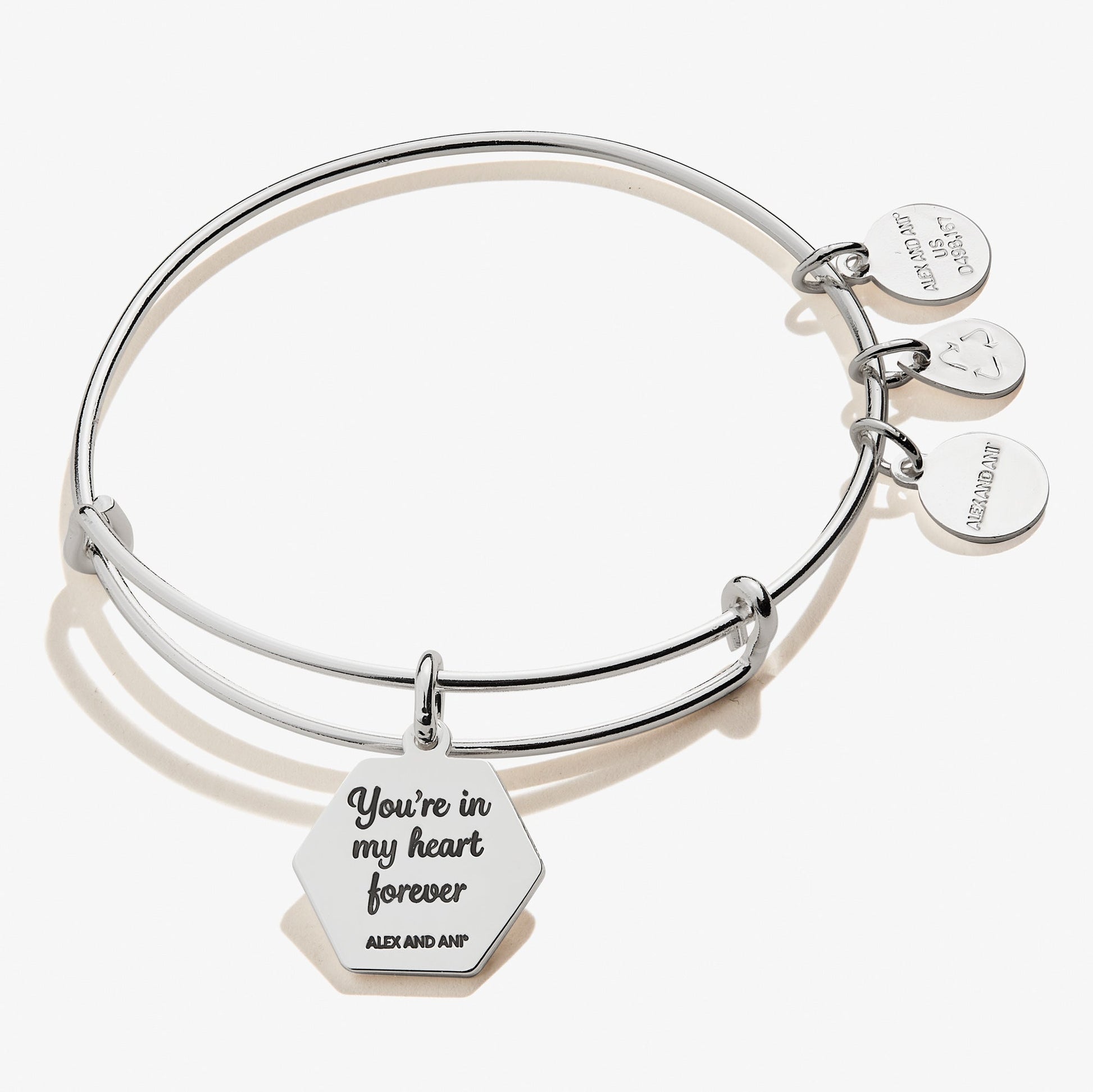 Stepmom 'You're In My Heart Forever' Charm Bangle Shiny Antique Gold
