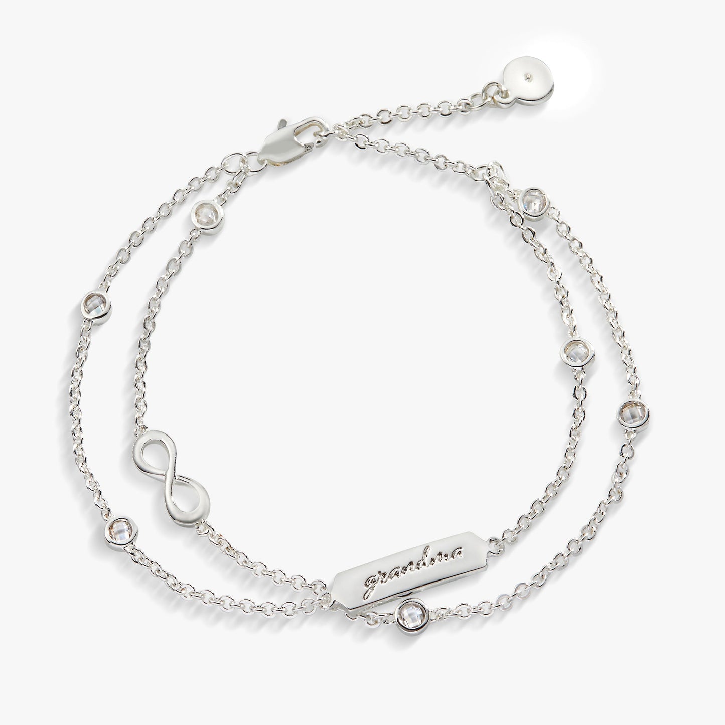 Grandma' Infinity Chain Bracelet, Adjustable Silver