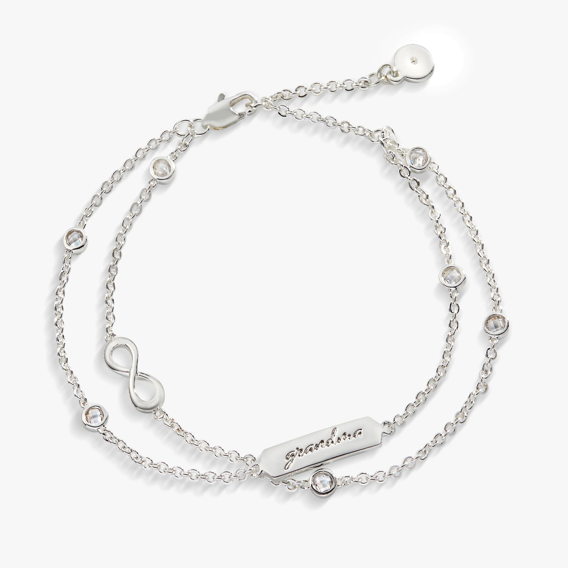 Grandma' Infinity Chain Bracelet, Adjustable Silver